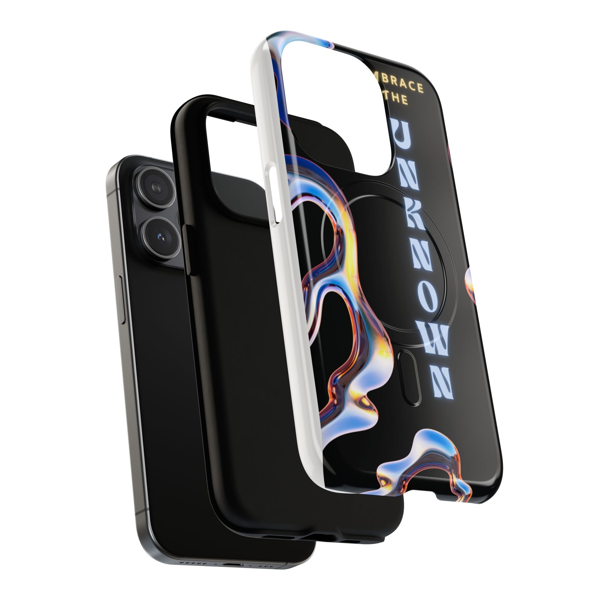 Tough Magnetic Case — "Embrace the Unknown" Black Iridescent Phone Cover