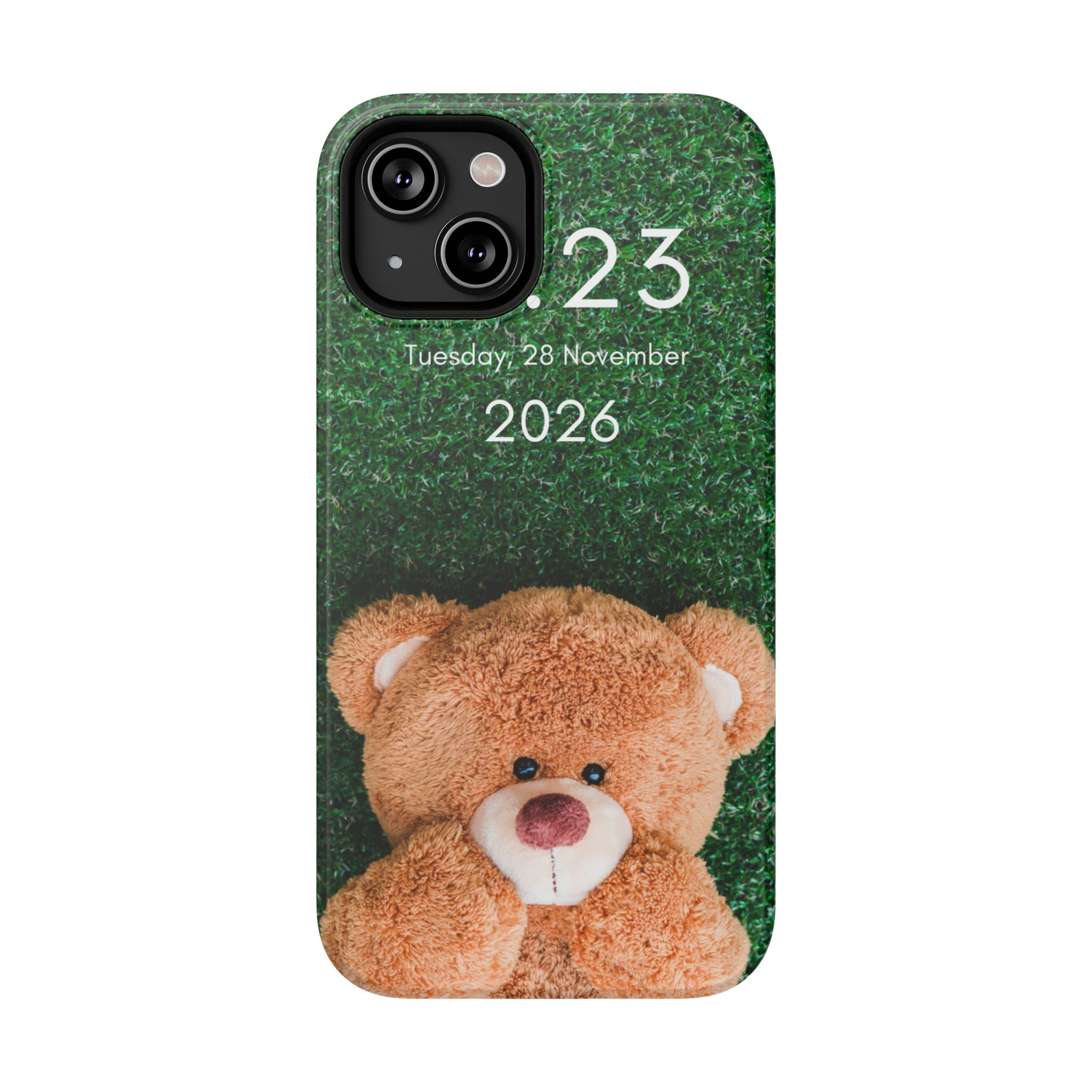 Teddy Bear Grass Phone Case — Cute Plush Toy Design Impact-Resistant Case