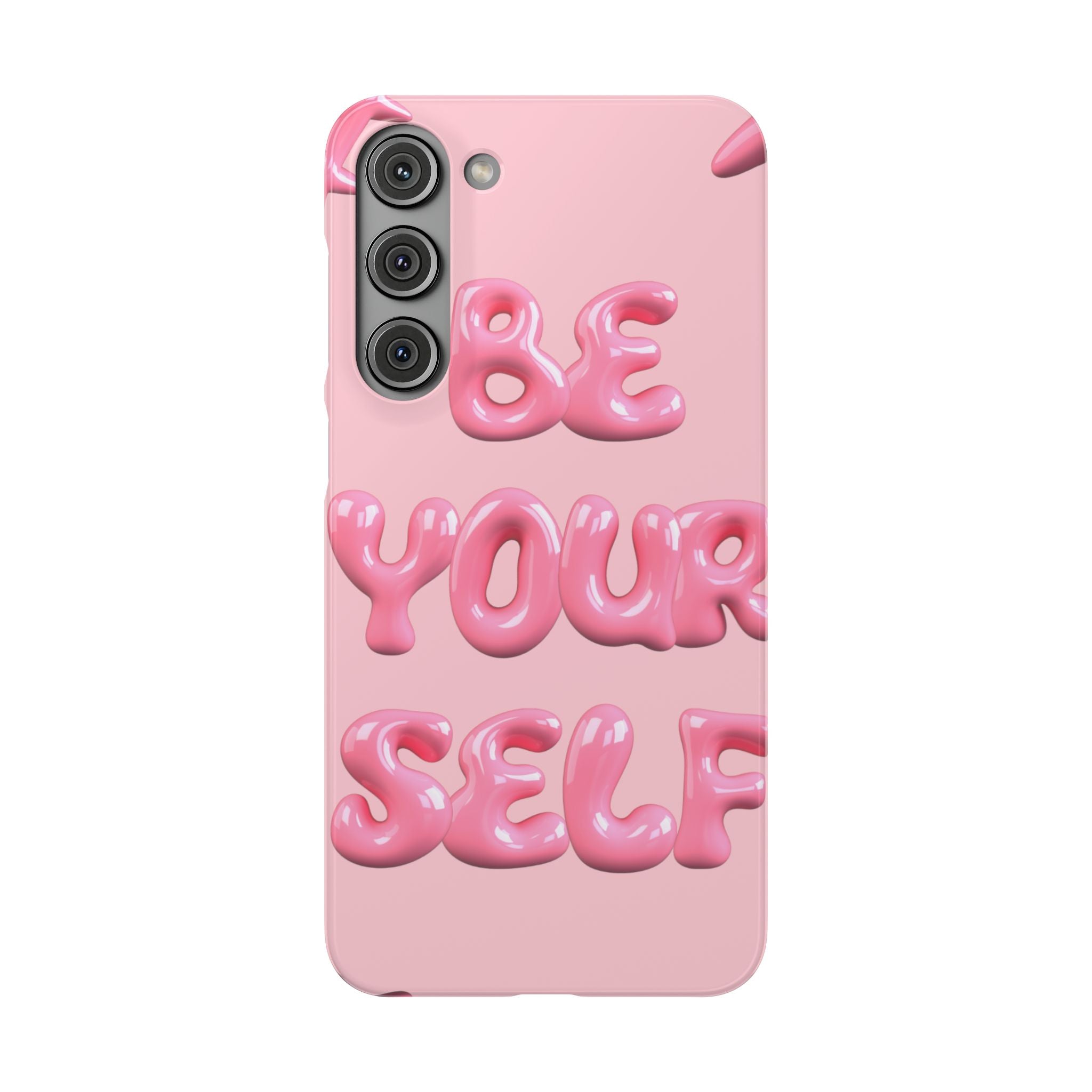 Phone Case - "Be Yourself" Pink Bubble Typography Snap Case