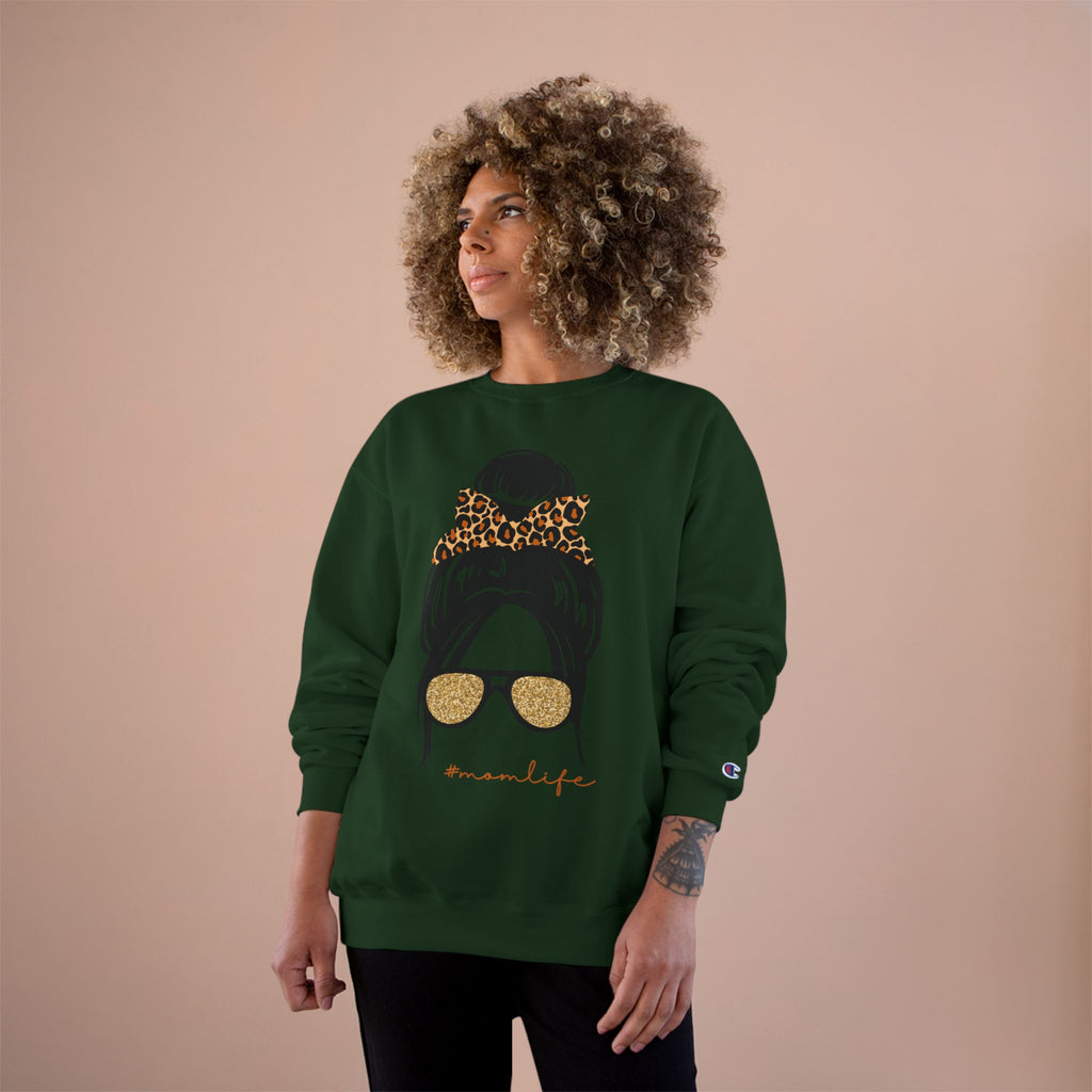 Women’s Leopard Messy Bun Sweatshirt — Mama Life Crewneck