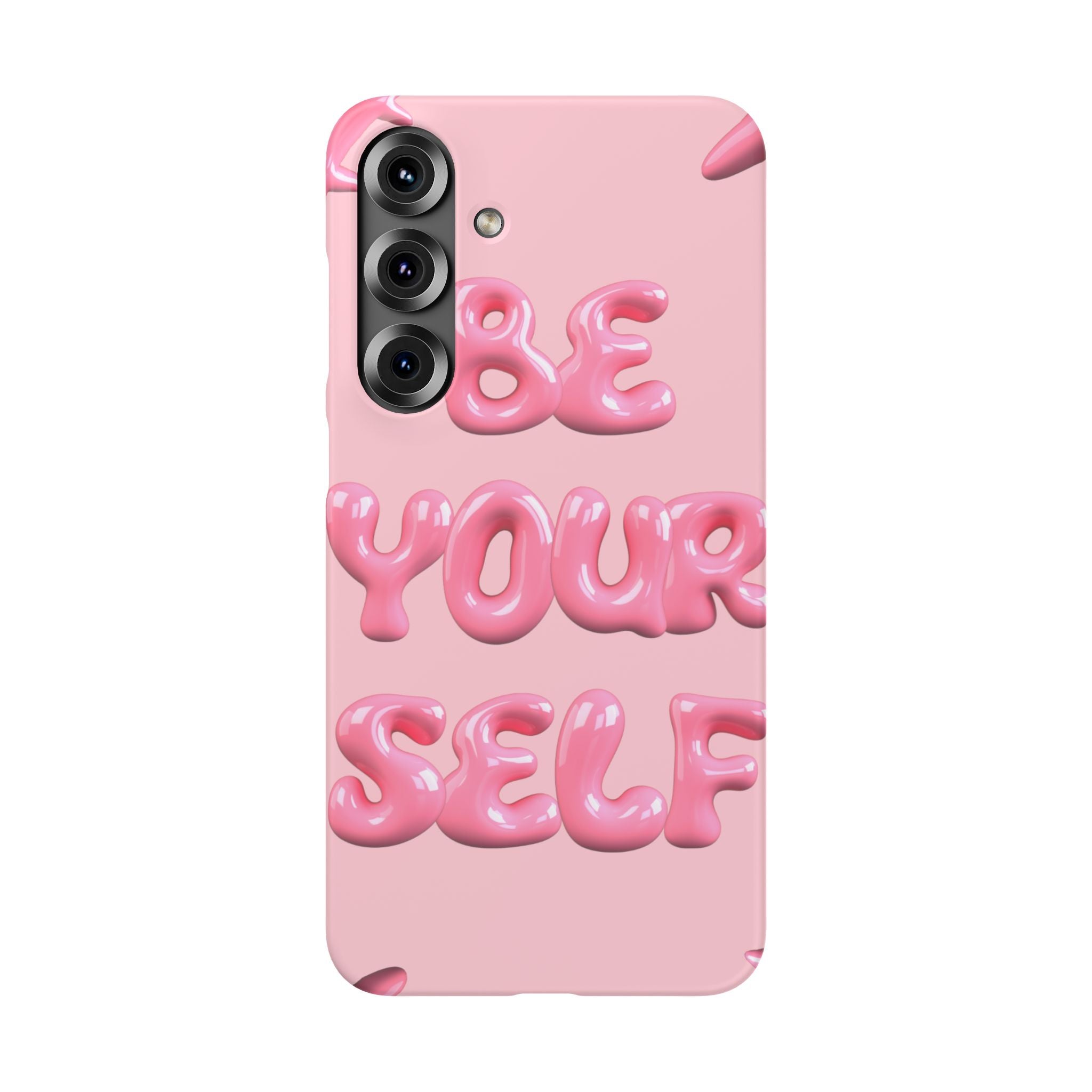 Phone Case — Pink "Be Yourself" Self-Love Protective Snap Case