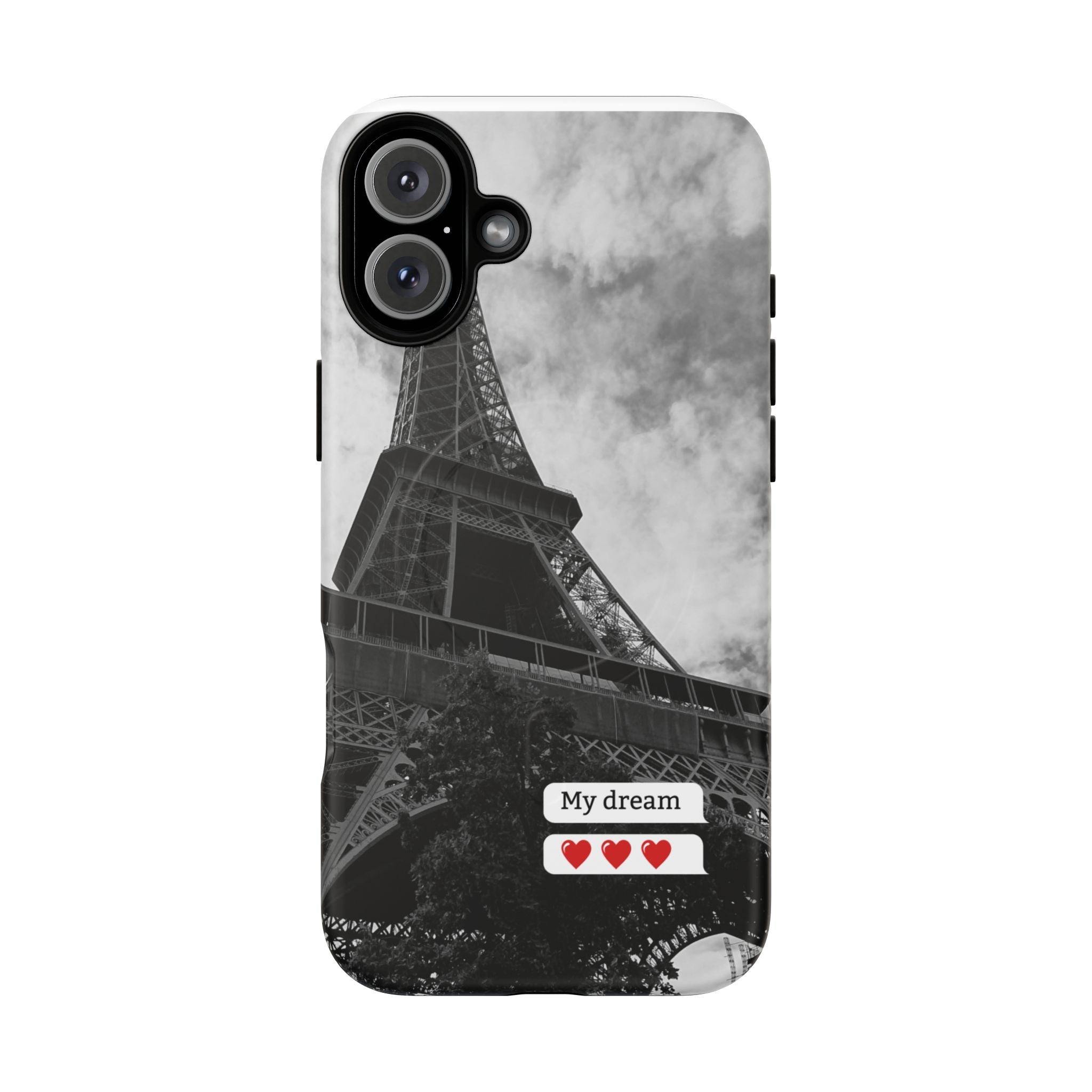 Eiffel Tower 'My Dream' Tough Magnetic Phone Case — Black & White Travel Protective Cover
