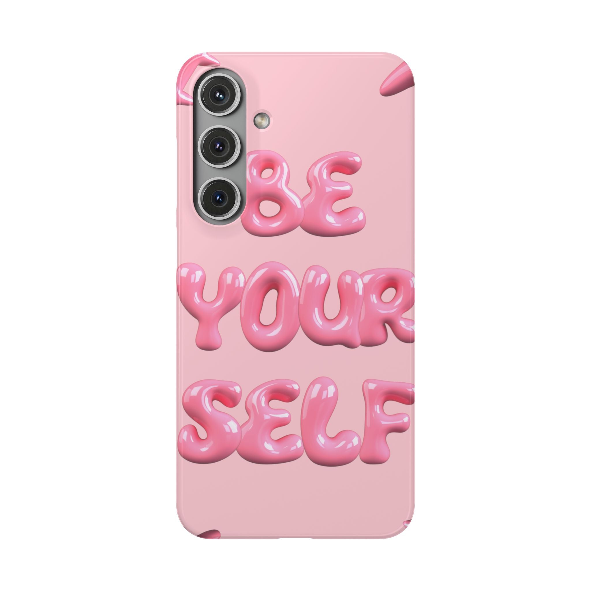 Phone Case — Pink "Be Yourself" Self-Love Protective Snap Case