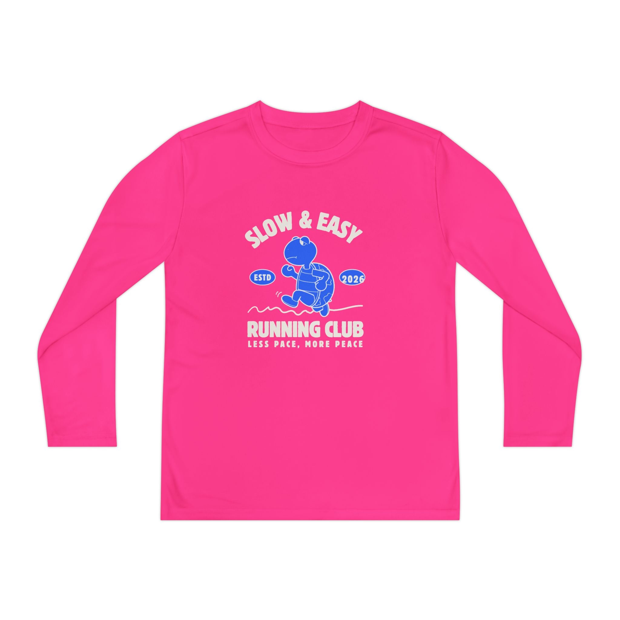 Youth Long Sleeve Tee — "Slow & Easy" Blue Turtle Surf Club Graphic