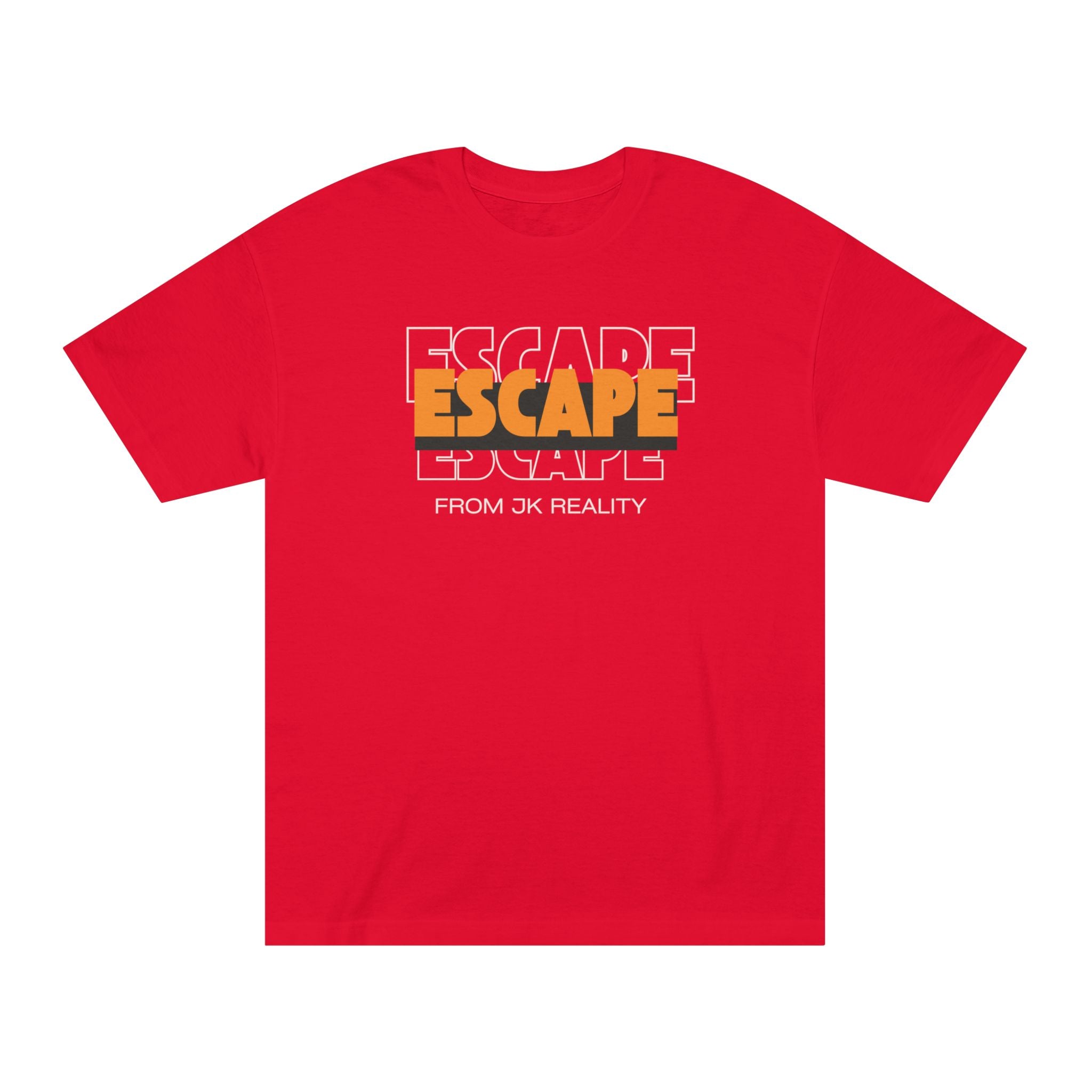 Escape Graphic Tee — Retro Orange Block Letter Unisex Shirt