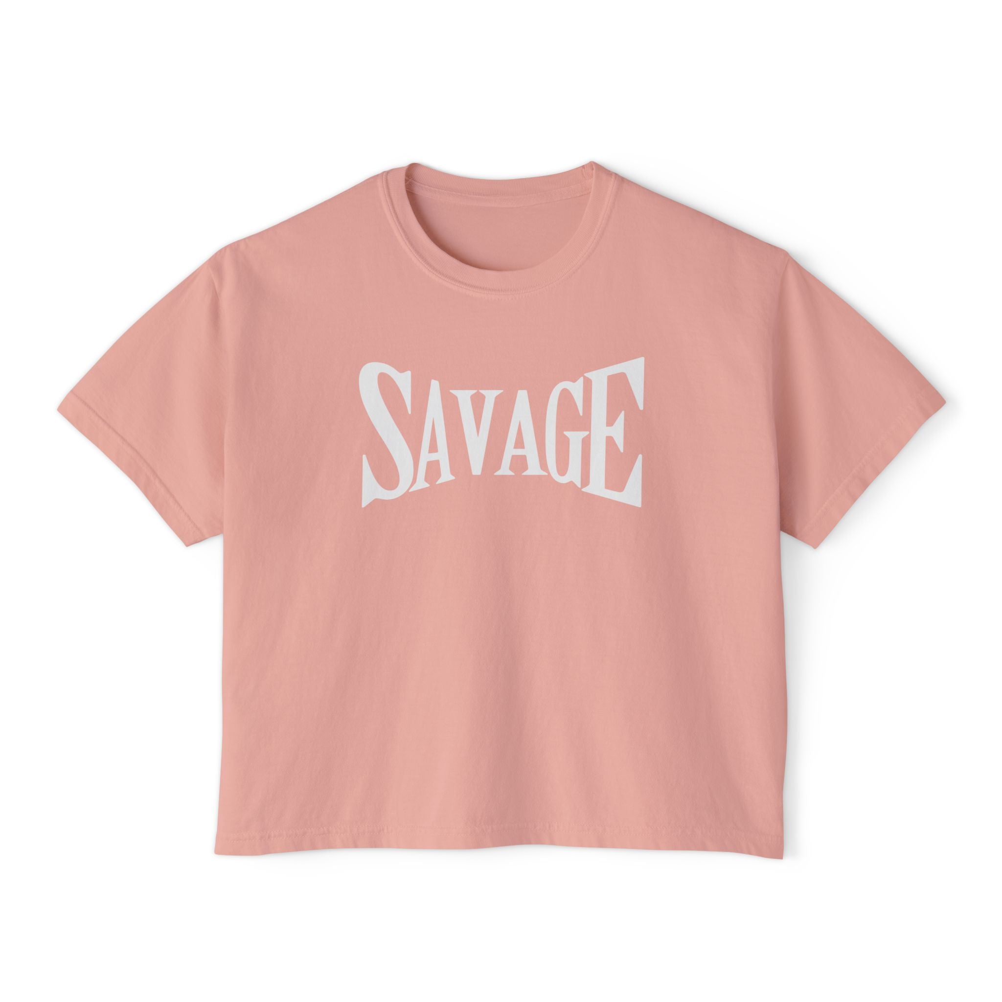 Savage Boxy Tee — Women's Trendy Graphic Crop T-Shirt