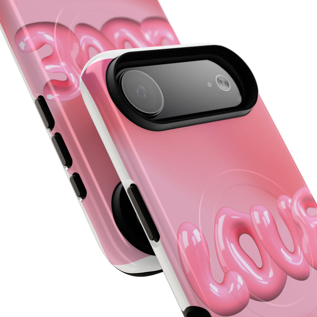 Phone Case — Pink "LOVE" 3D Bubble Tough Magnetic Protective Case