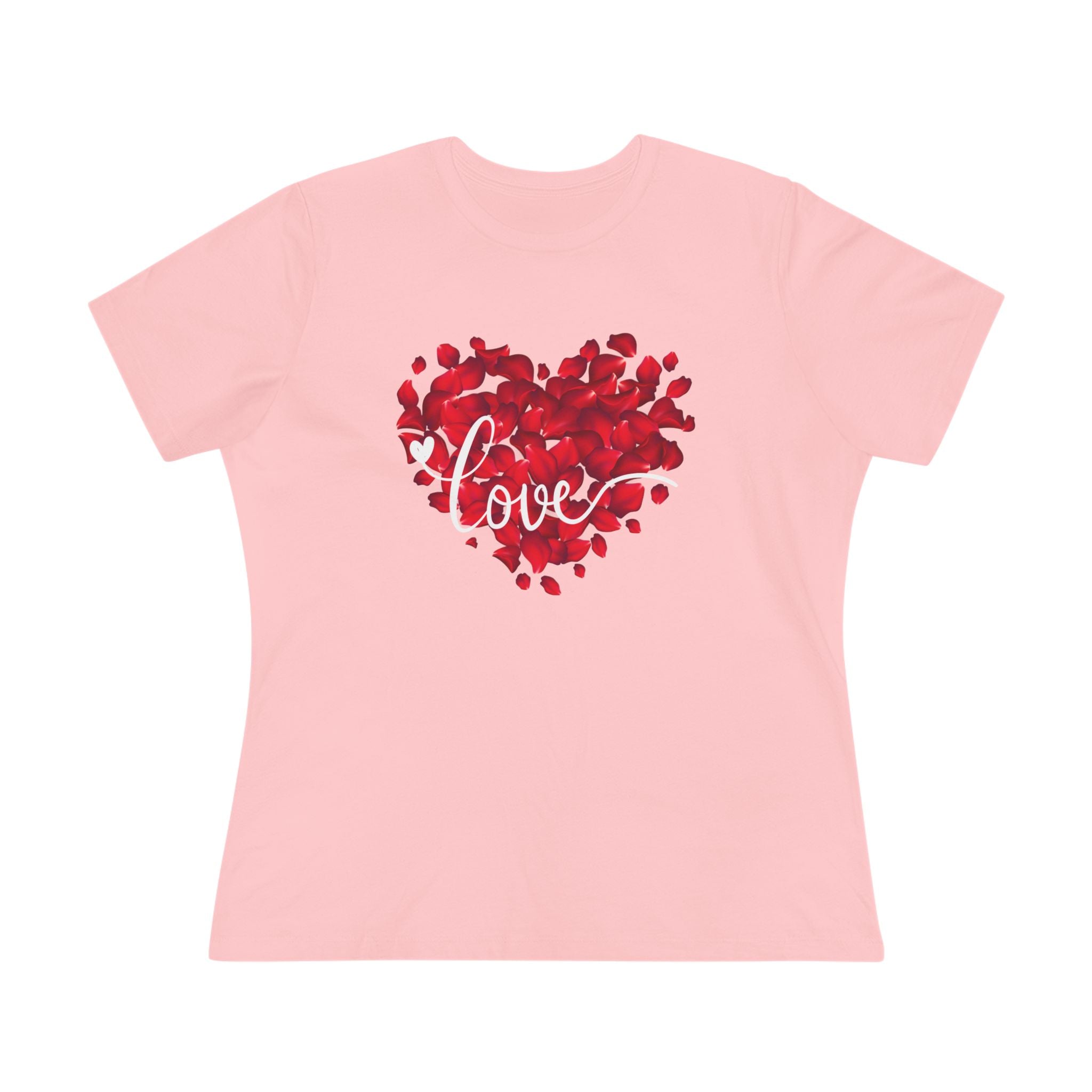 Women's Tee — Red Petal Heart 'Love' Graphic Valentine's Shirt