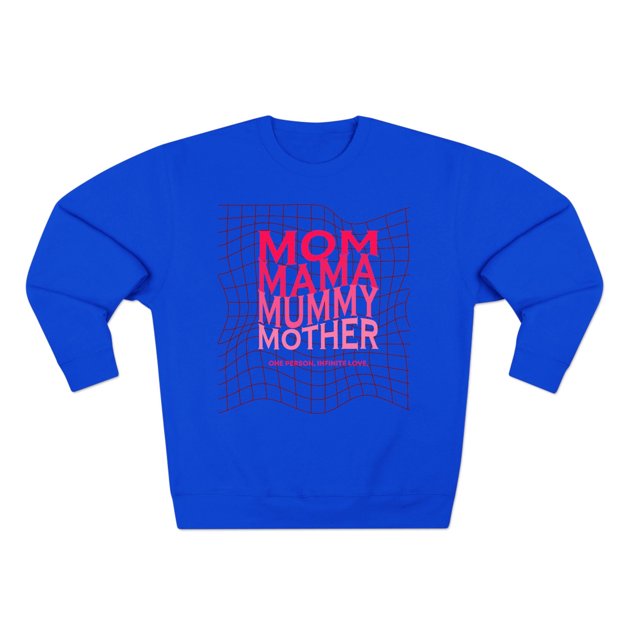 Unisex Mom • Mama • Mummy • Mother Grid Crewneck Sweatshirt — Retro Pink Typography