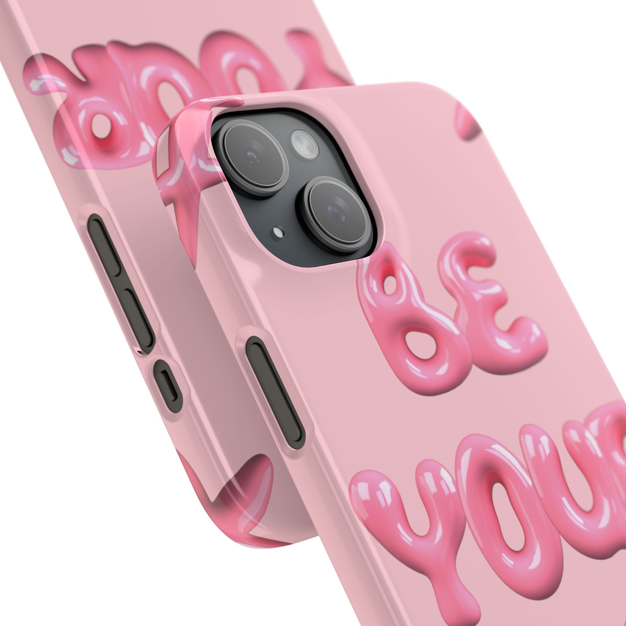 Phone Case - "Be Yourself" Pink Bubble Typography Snap Case