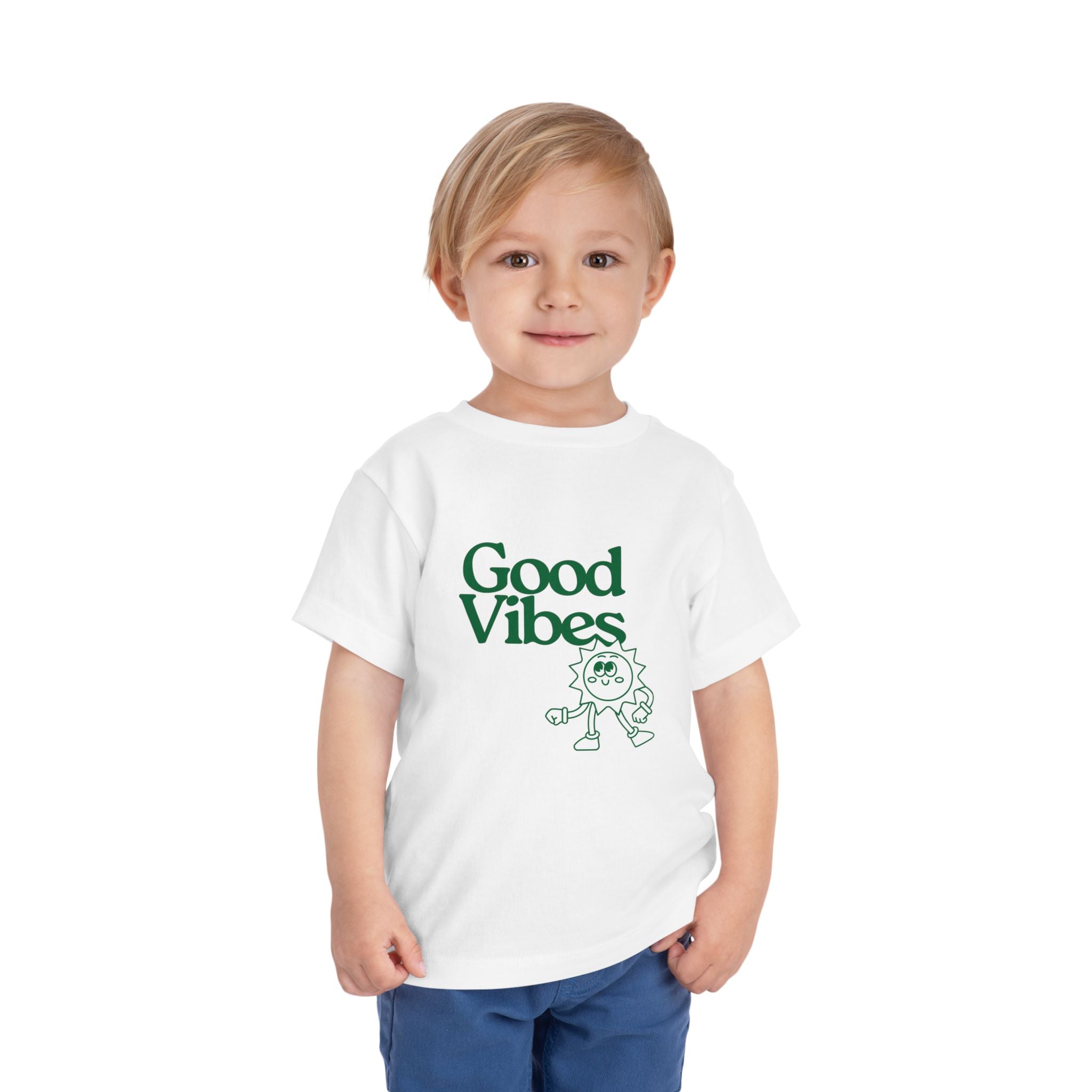 Good Vibes Toddler Tee — Cute Retro Sun Graphic Kids T‑Shirt