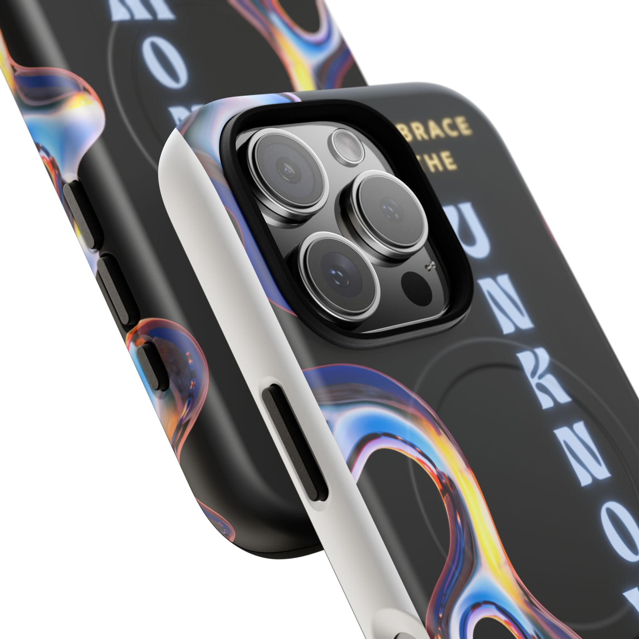 Tough Magnetic Case — "Embrace the Unknown" Black Iridescent Phone Cover