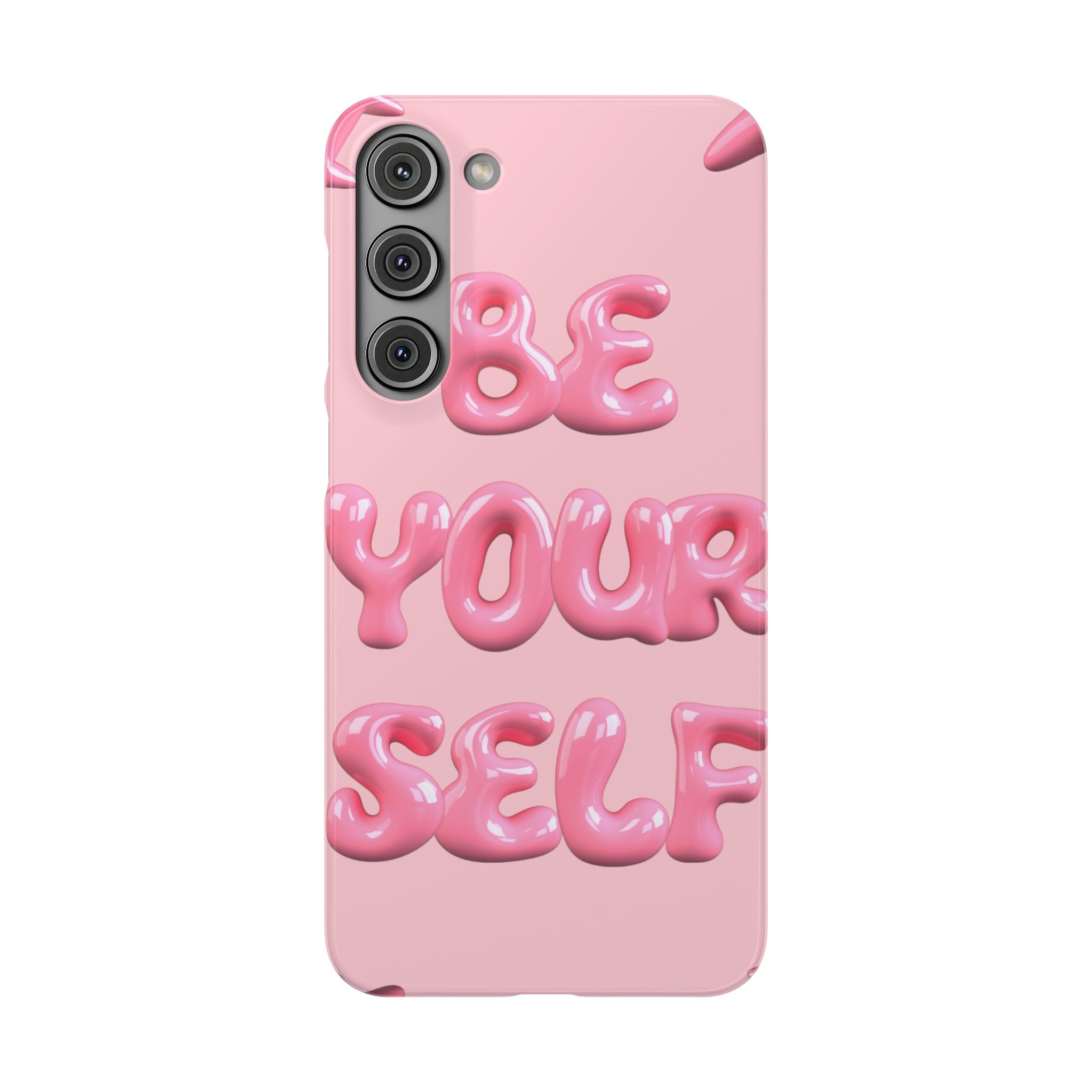 Phone Case — Pink "Be Yourself" Self-Love Protective Snap Case