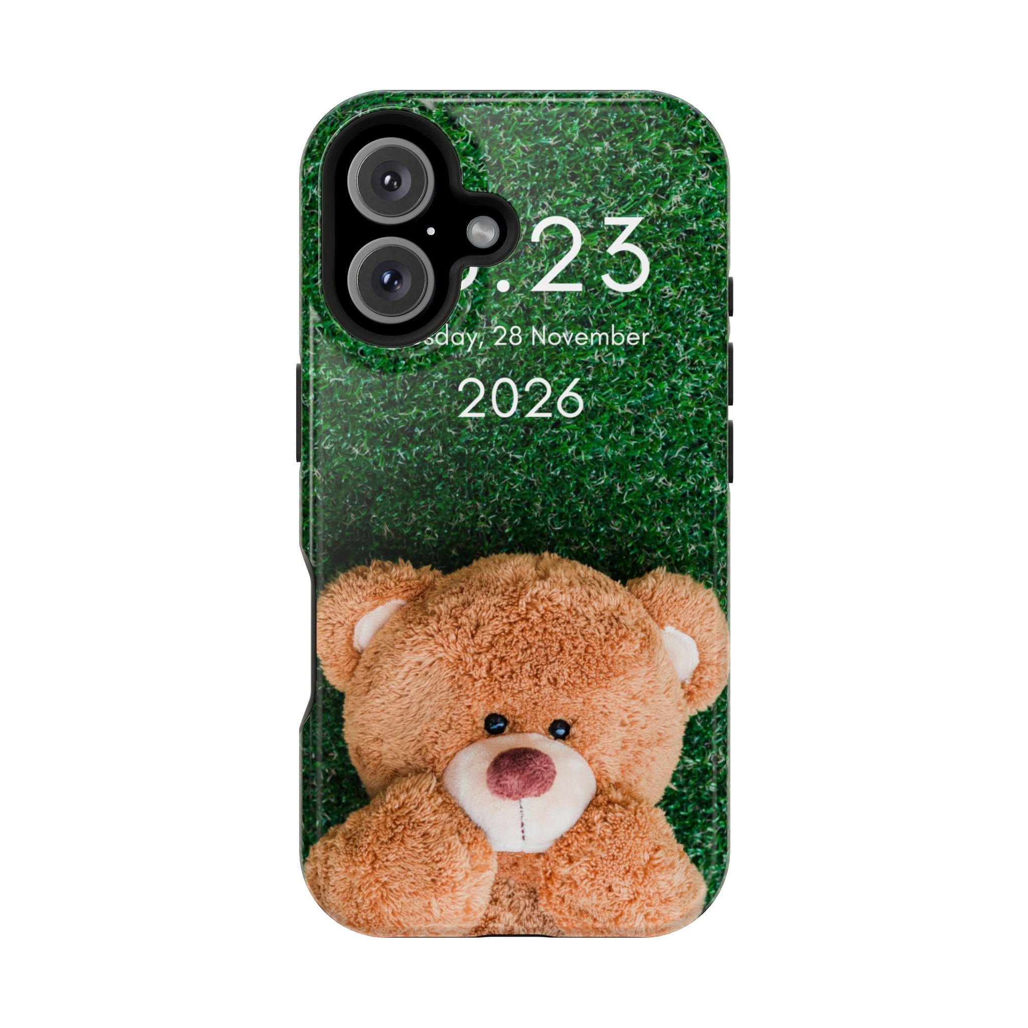 Teddy Bear Grass Phone Case — Cute Plush Toy Design Impact-Resistant Case