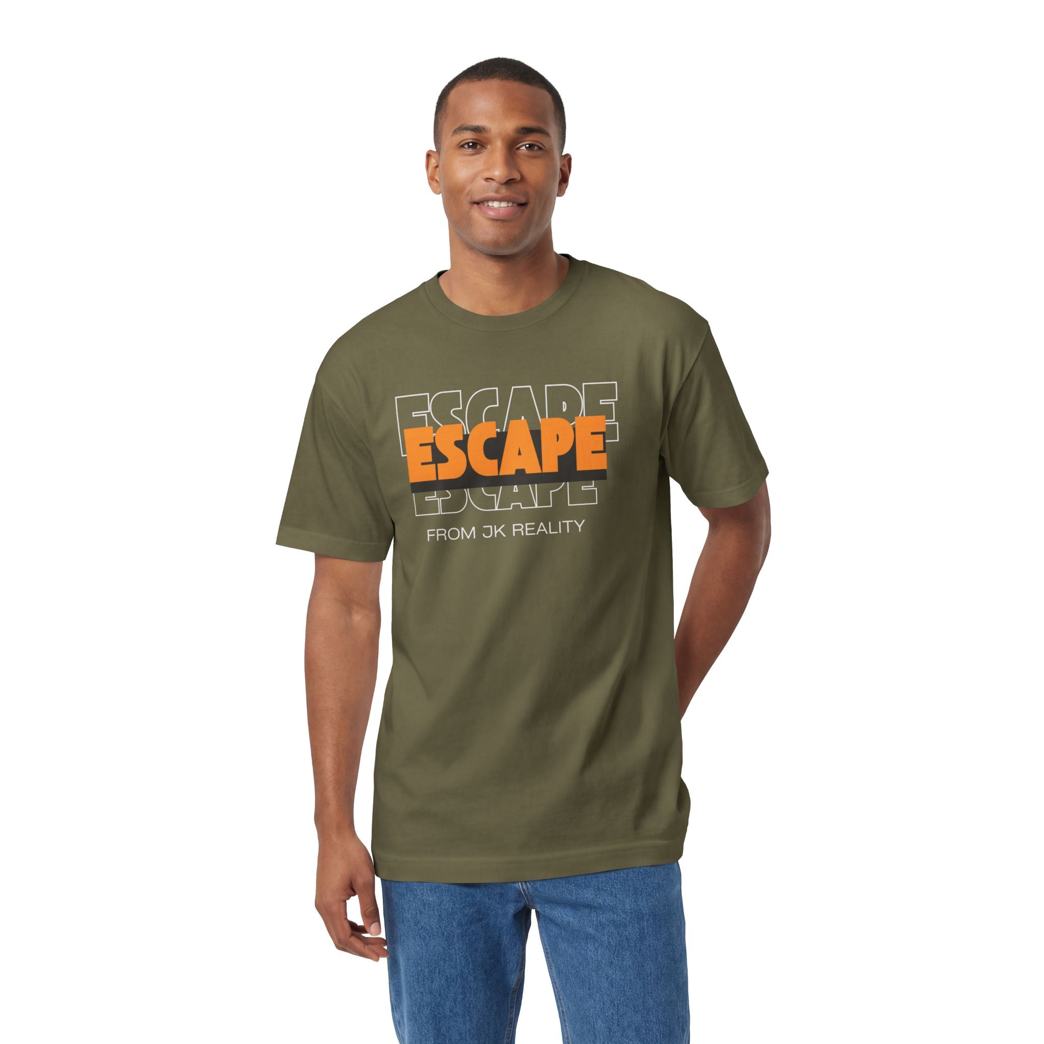 Escape Graphic Tee — Retro Orange Block Letter Unisex Shirt