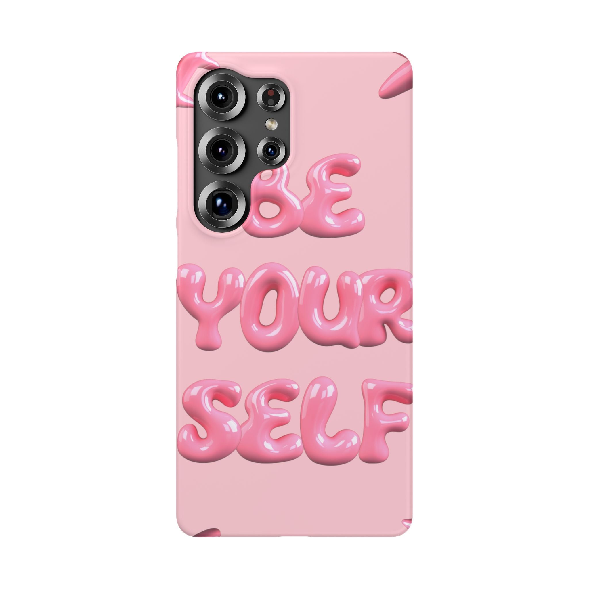 Phone Case — Pink "Be Yourself" Self-Love Protective Snap Case
