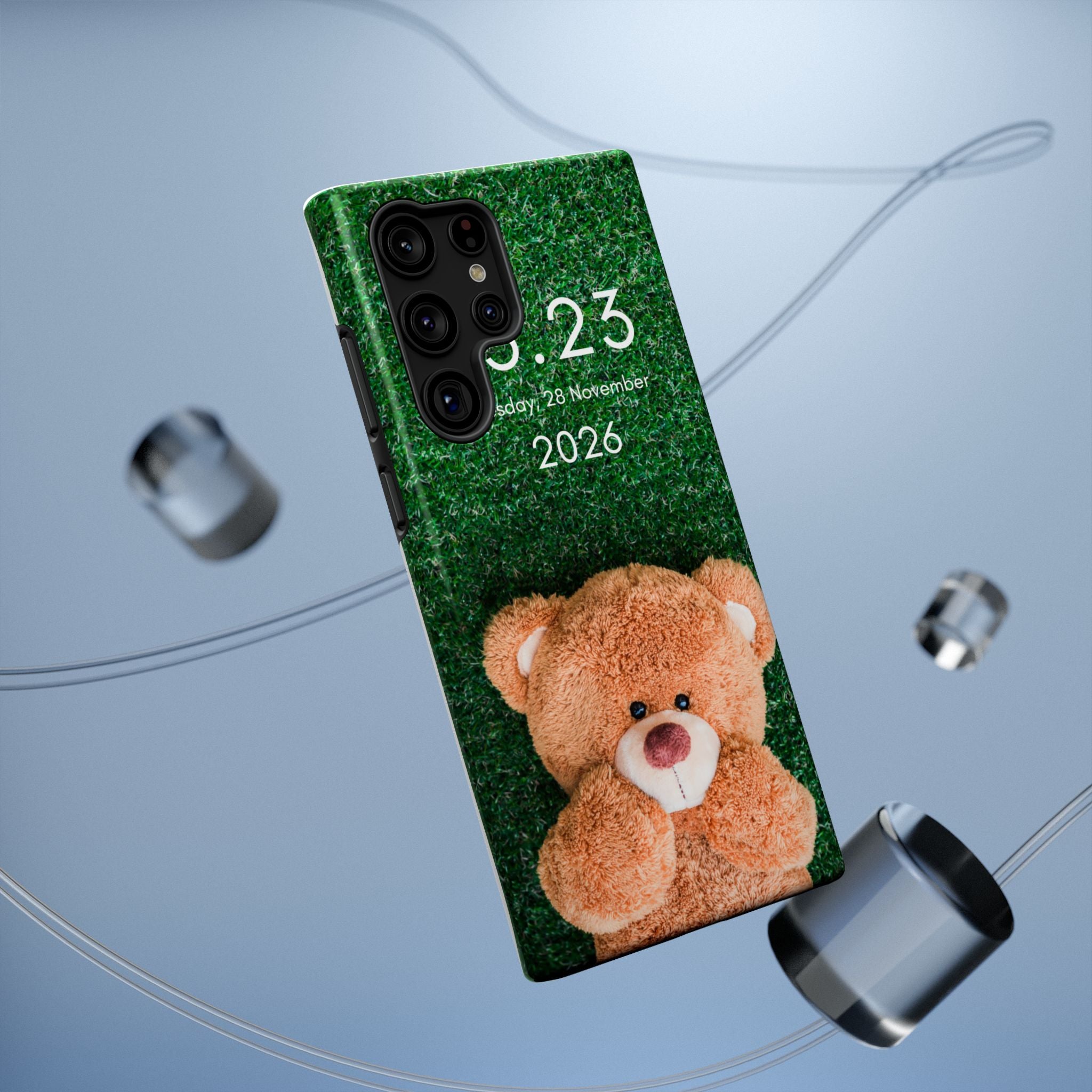 Teddy Bear Grass Phone Case — Cute Plush Toy Design Impact-Resistant Case