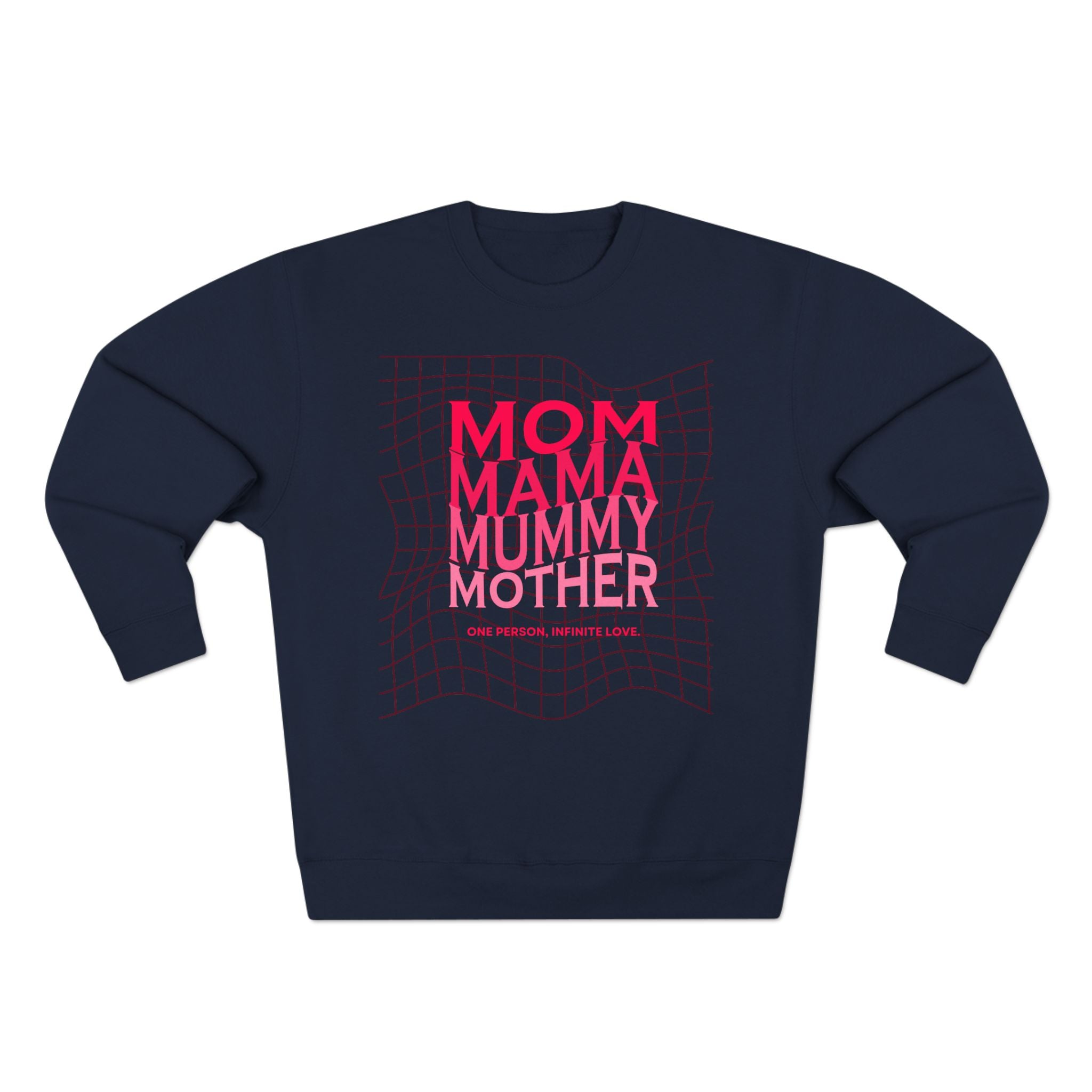 Unisex Mom • Mama • Mummy • Mother Grid Crewneck Sweatshirt — Retro Pink Typography