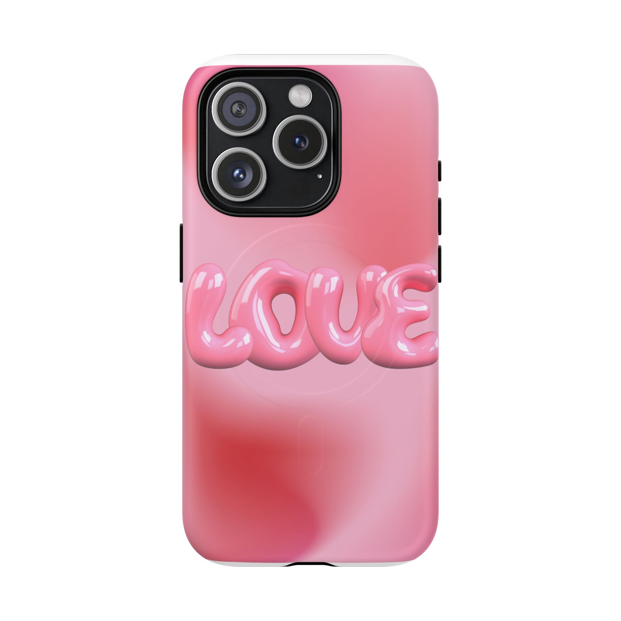 Phone Case — Pink "LOVE" 3D Bubble Tough Magnetic Protective Case