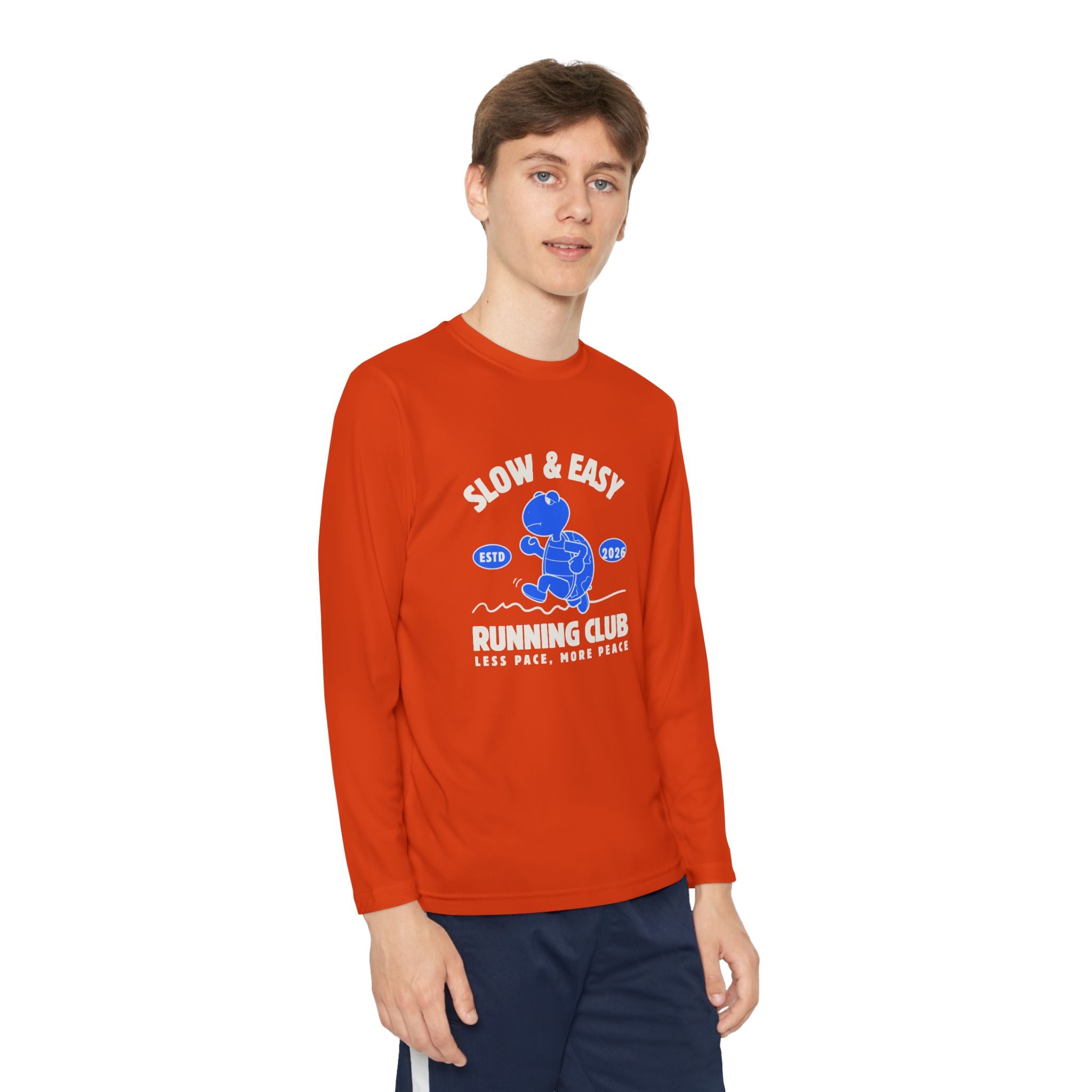 Youth Long Sleeve Tee — "Slow & Easy" Blue Turtle Surf Club Graphic