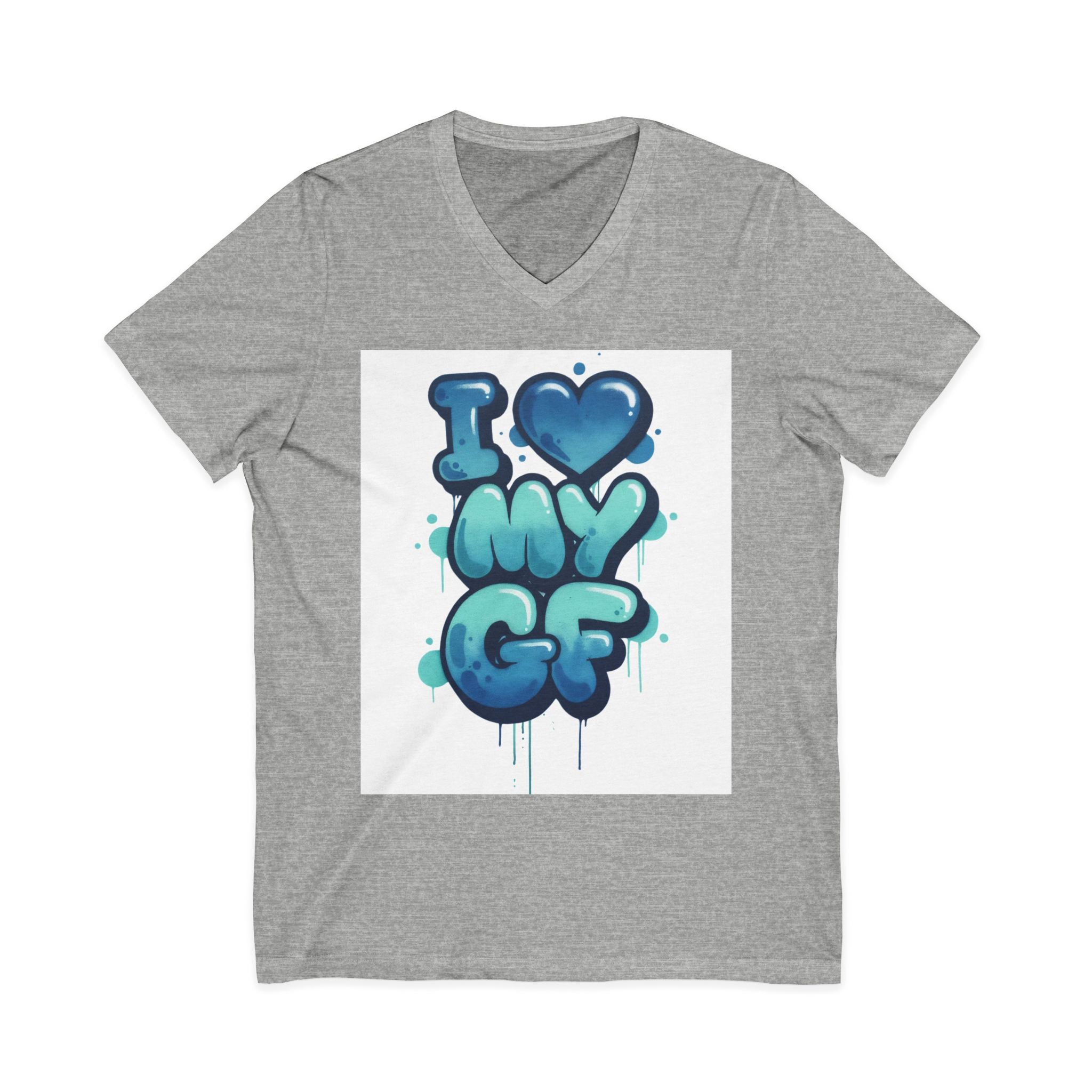Unisex I Love My GF V-Neck T-Shirt — Cute Graffiti Couple Tee