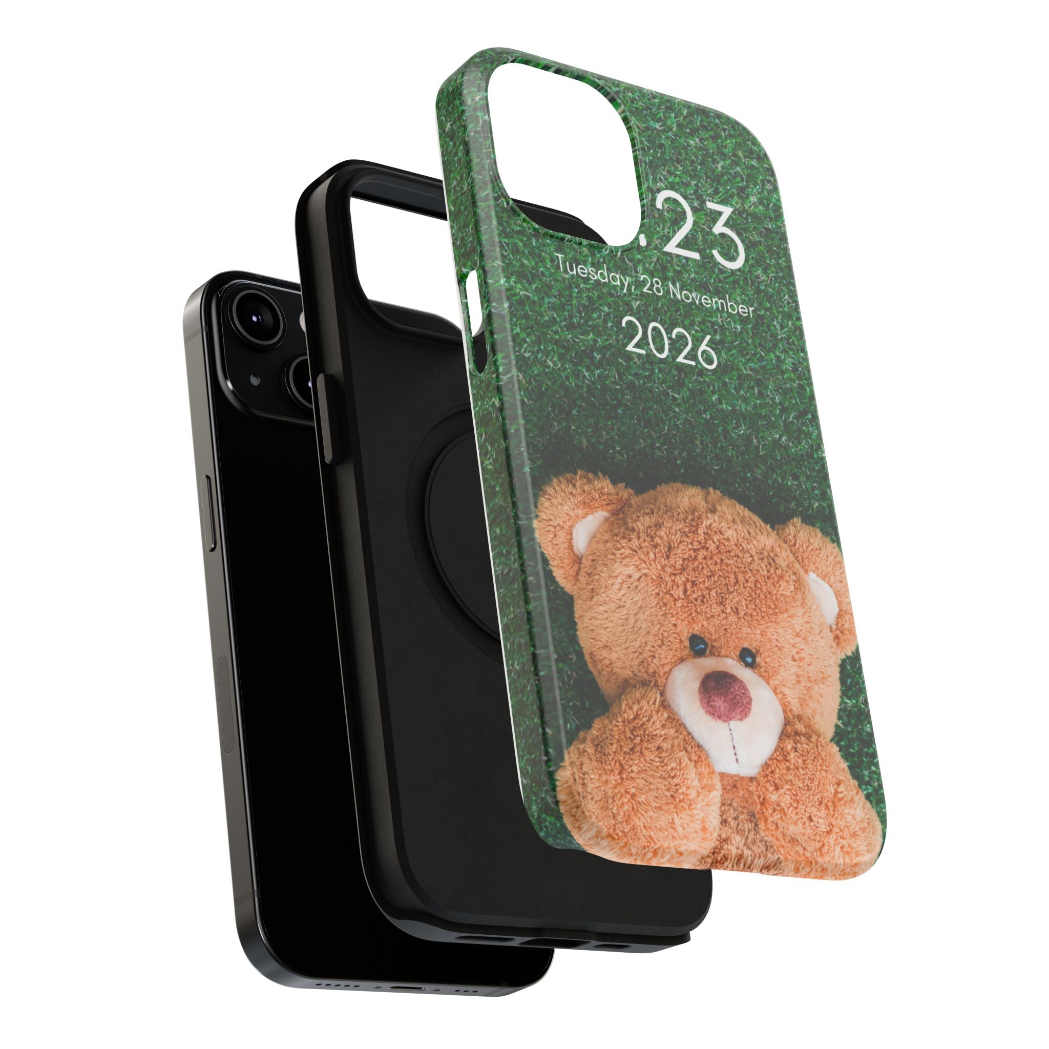 Teddy Bear Grass Phone Case — Cute Plush Toy Design Impact-Resistant Case
