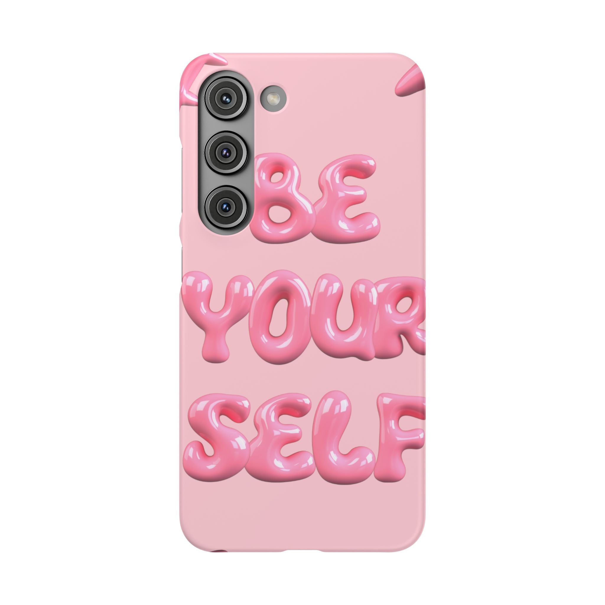 Phone Case - "Be Yourself" Pink Bubble Typography Snap Case