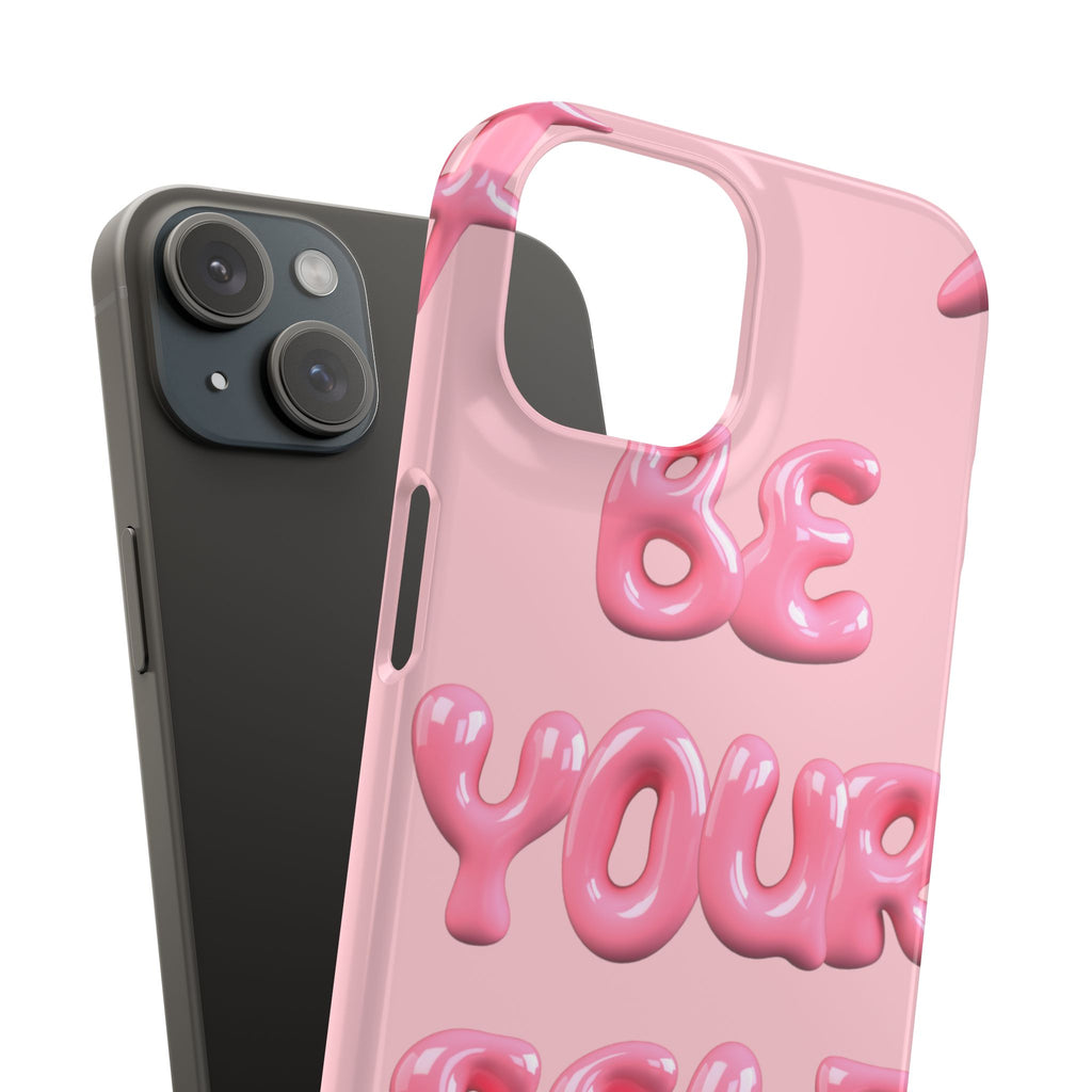 Phone Case - "Be Yourself" Pink Bubble Typography Snap Case