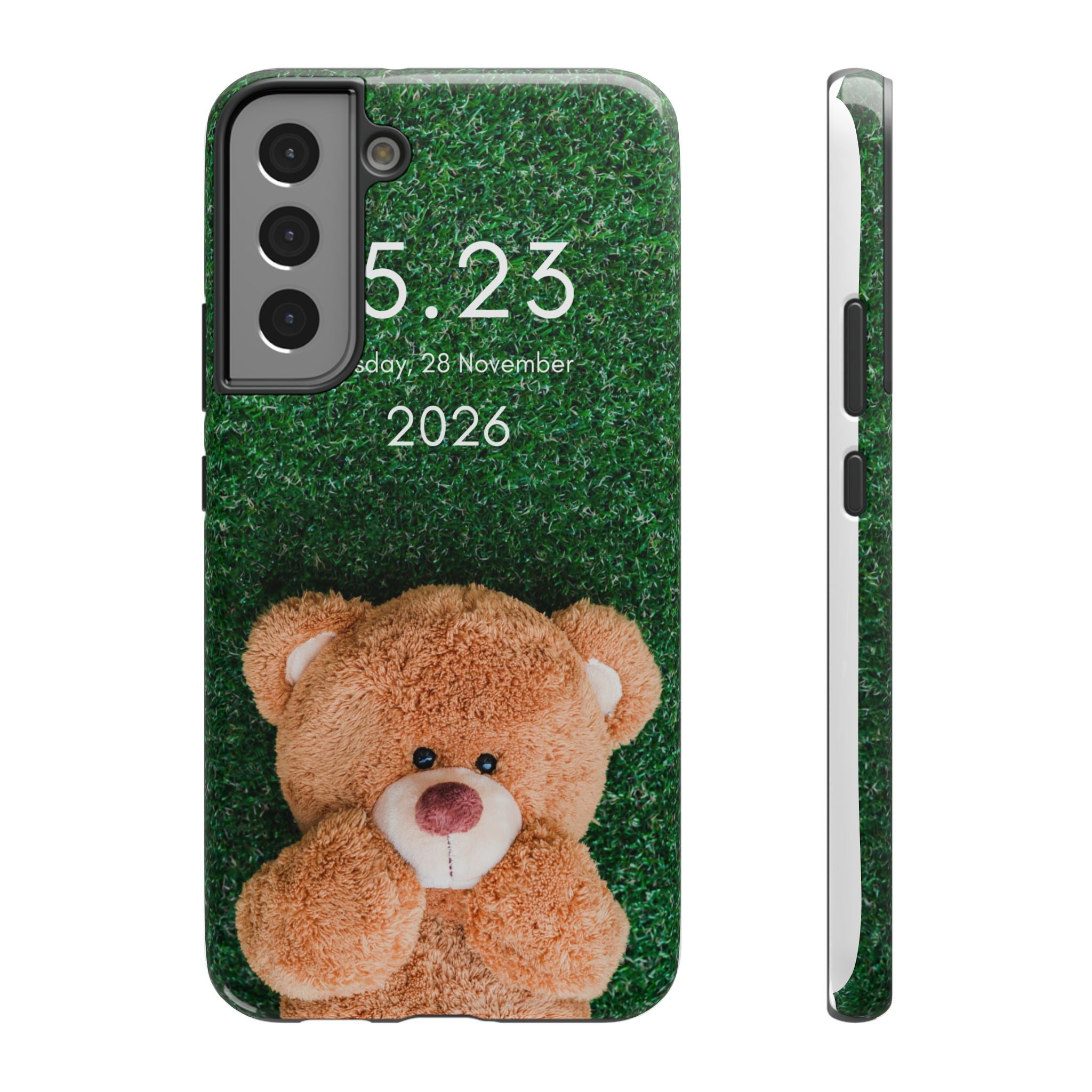 Teddy Bear Grass Phone Case — Cute Plush Toy Design Impact-Resistant Case