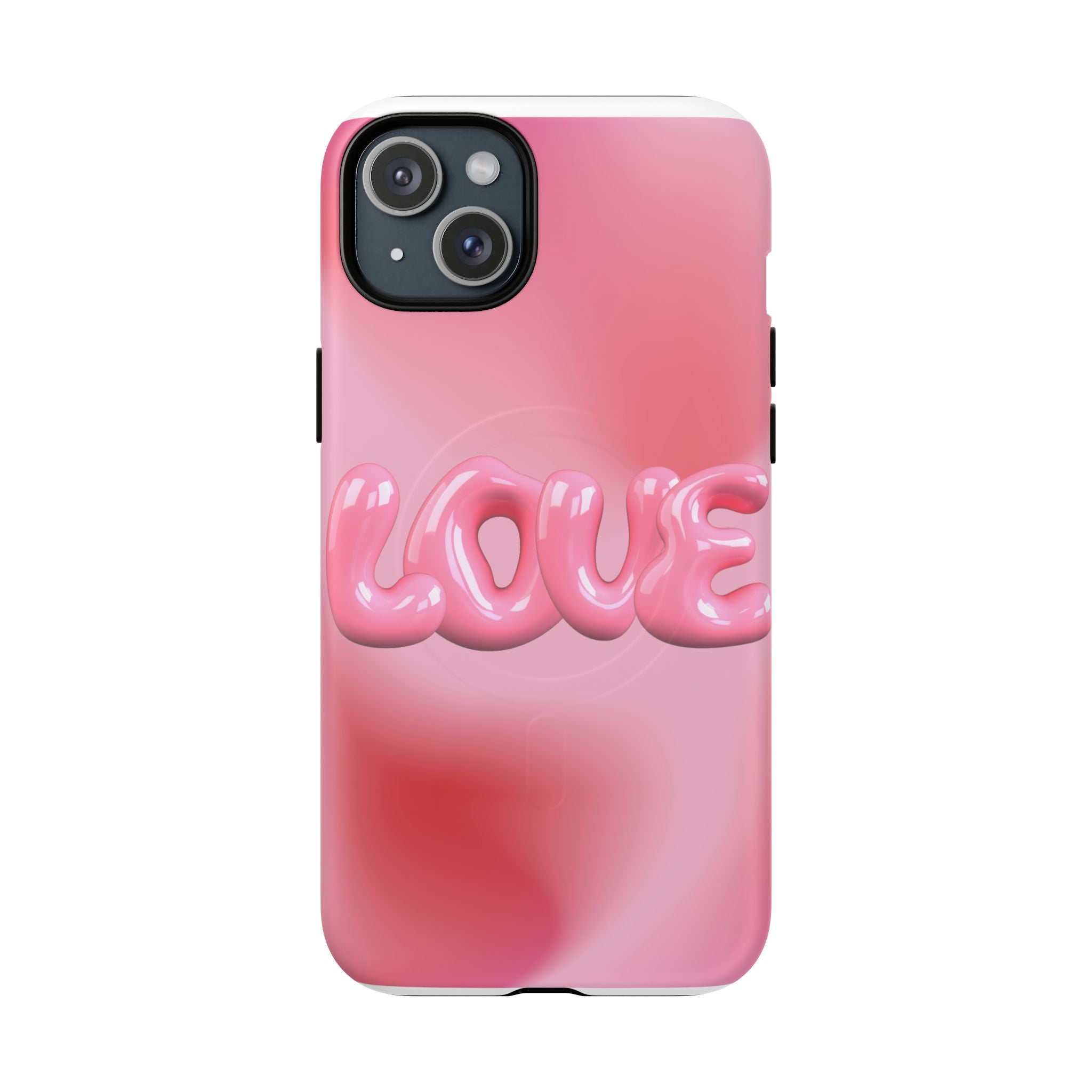 Phone Case — Pink "LOVE" 3D Bubble Tough Magnetic Protective Case