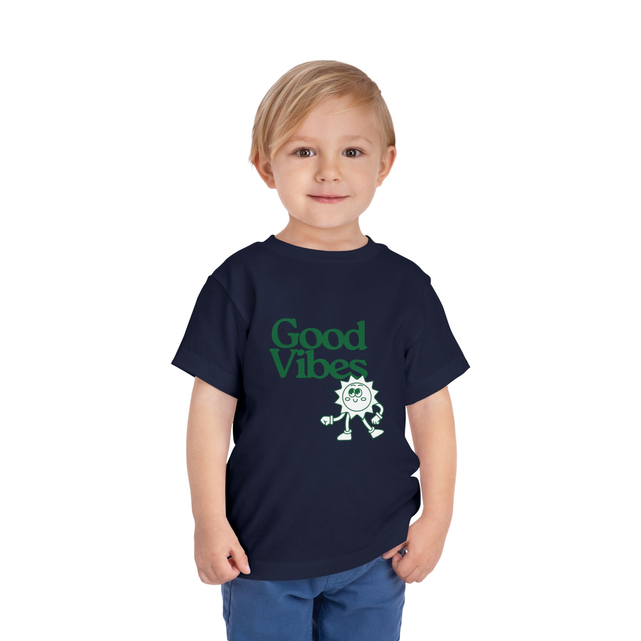Good Vibes Toddler Tee — Cute Retro Sun Graphic Kids T‑Shirt