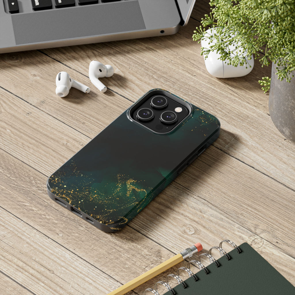 Tough Phone Case — Emerald Marble with Gold Flecks