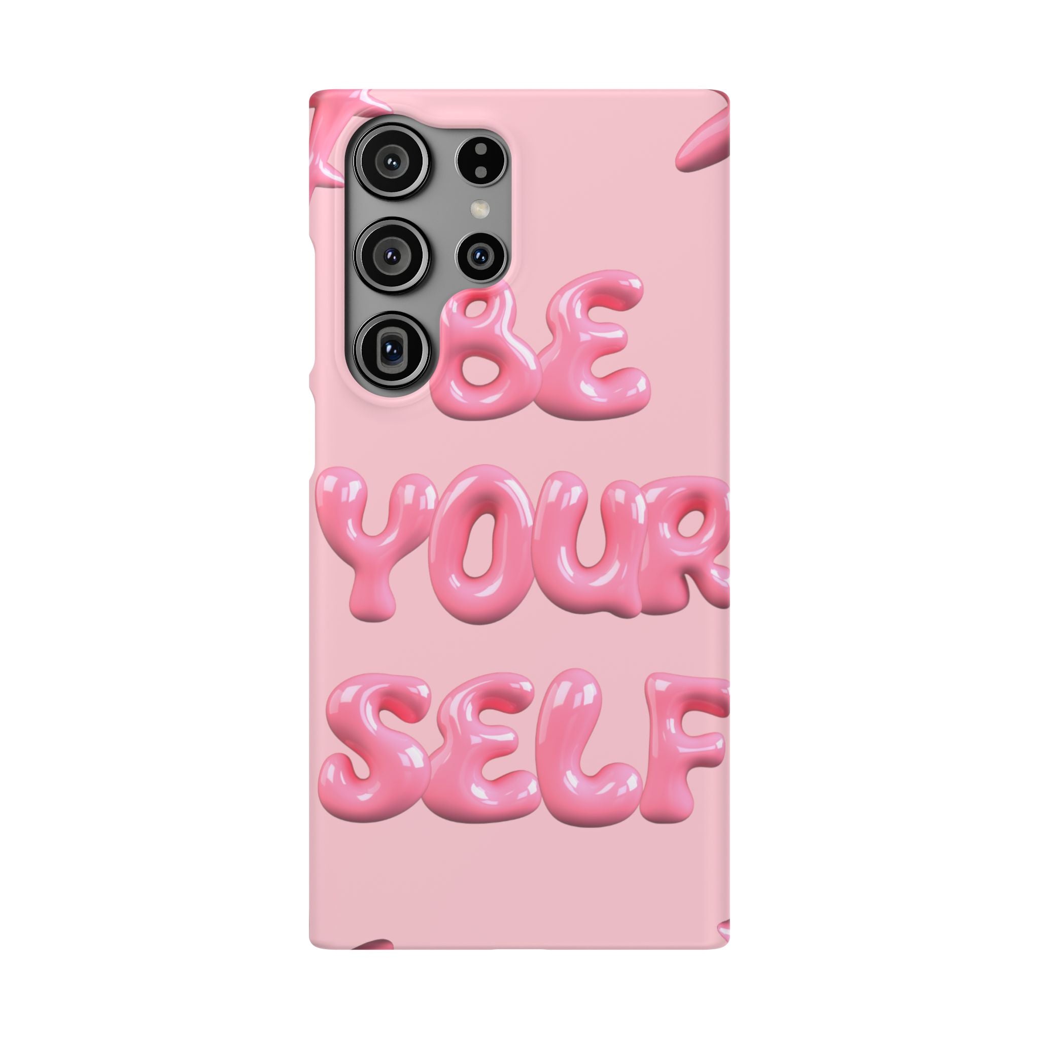 Phone Case - "Be Yourself" Pink Bubble Typography Snap Case
