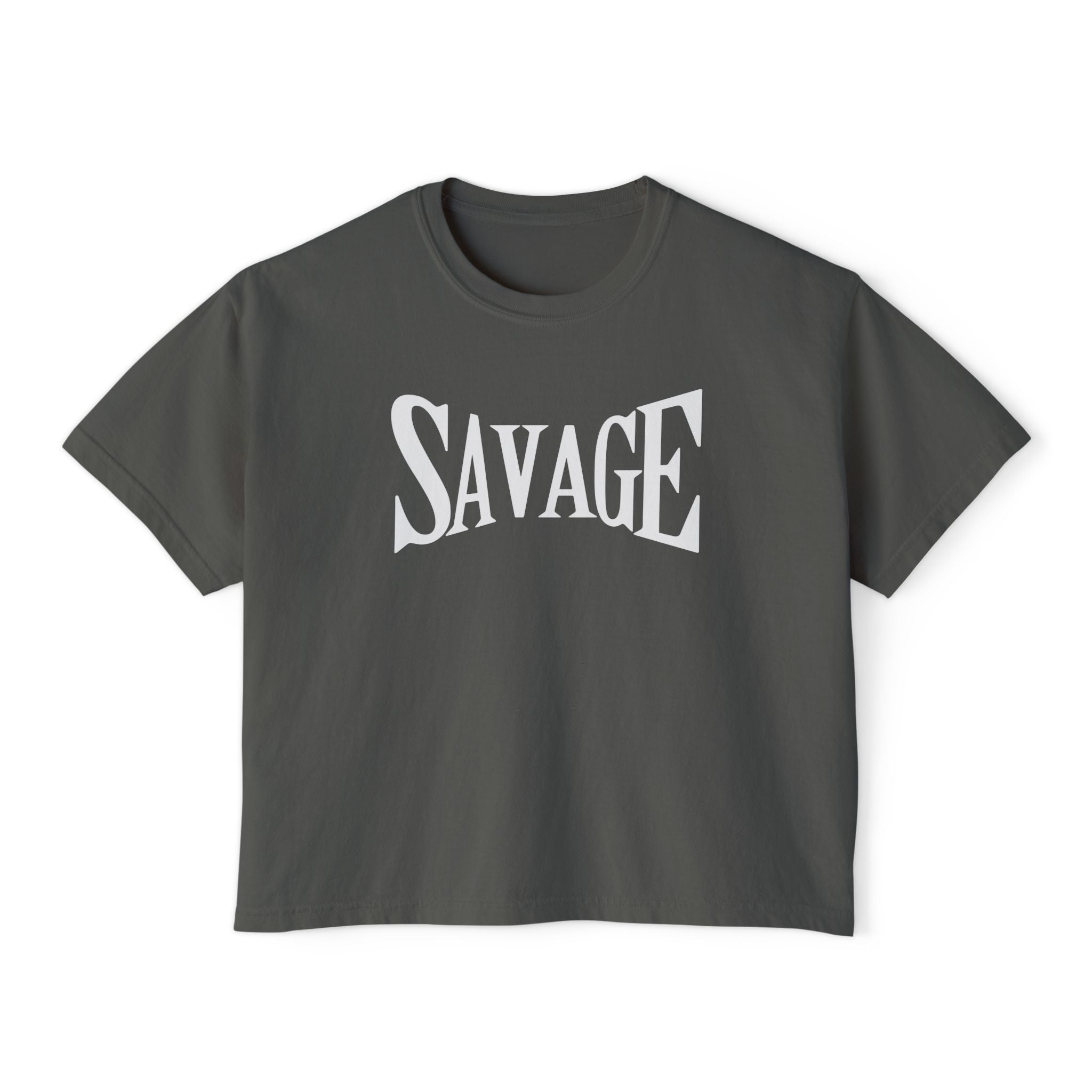Savage Boxy Tee — Women's Trendy Graphic Crop T-Shirt