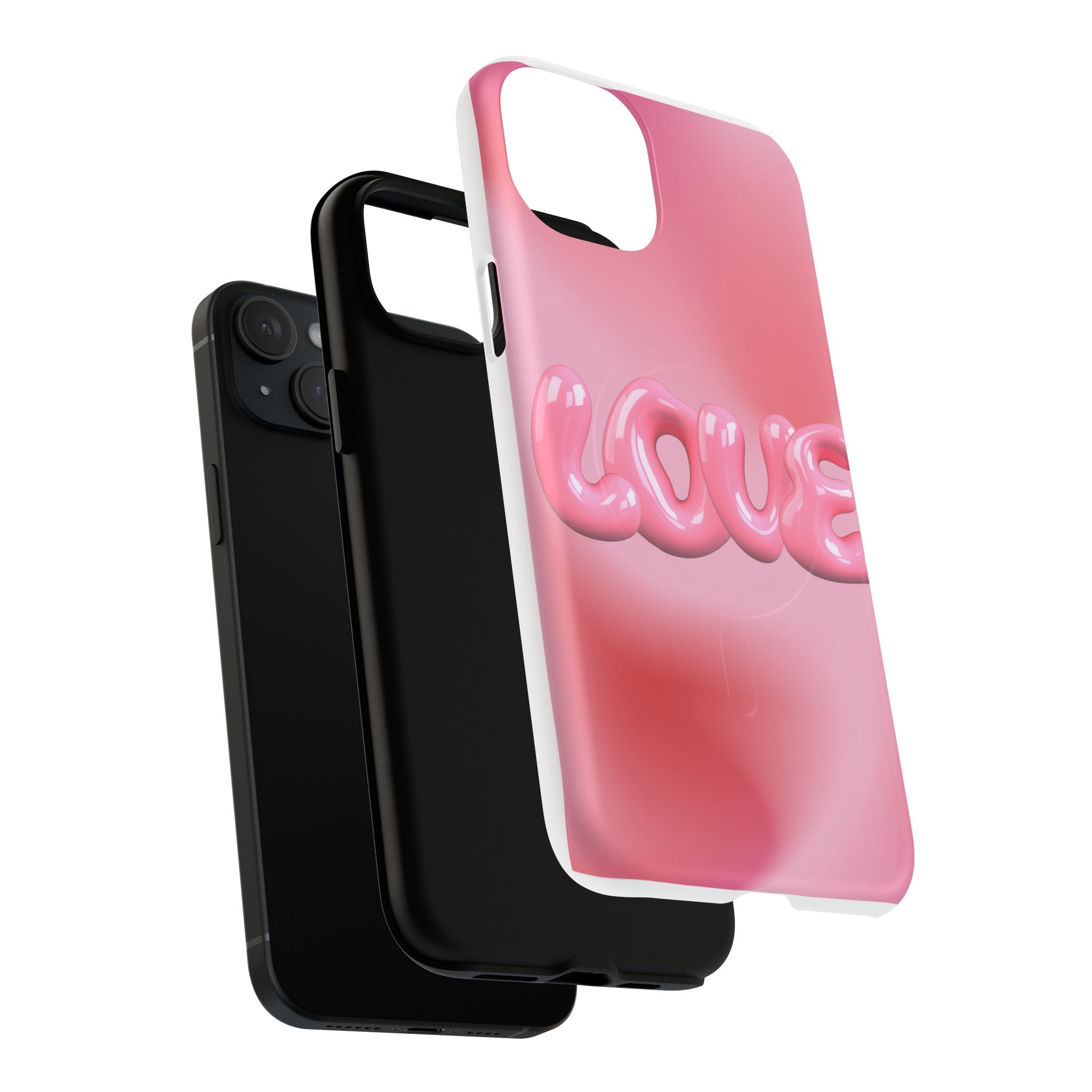 Phone Case — Pink "LOVE" 3D Bubble Tough Magnetic Protective Case