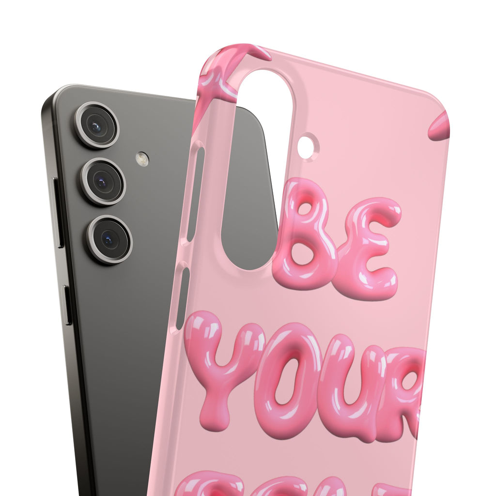 Phone Case - "Be Yourself" Pink Bubble Typography Snap Case