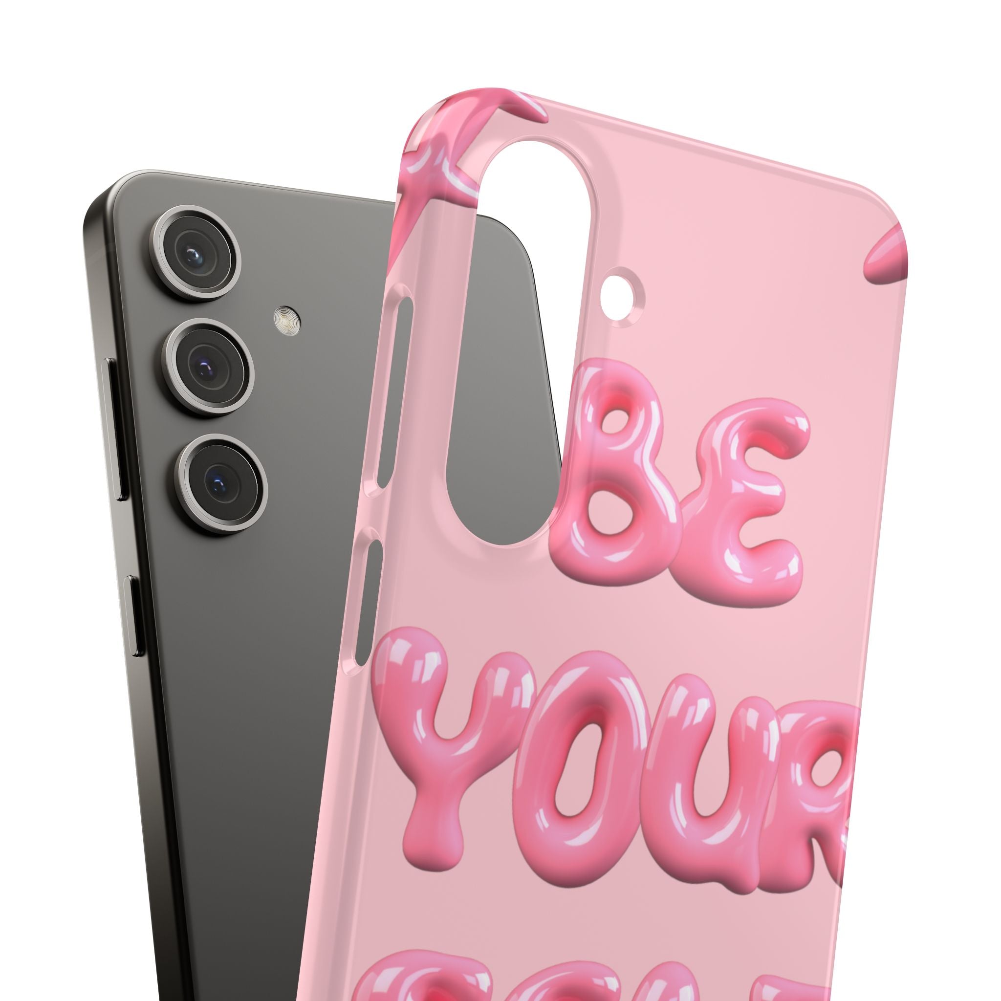 Phone Case - "Be Yourself" Pink Bubble Typography Snap Case