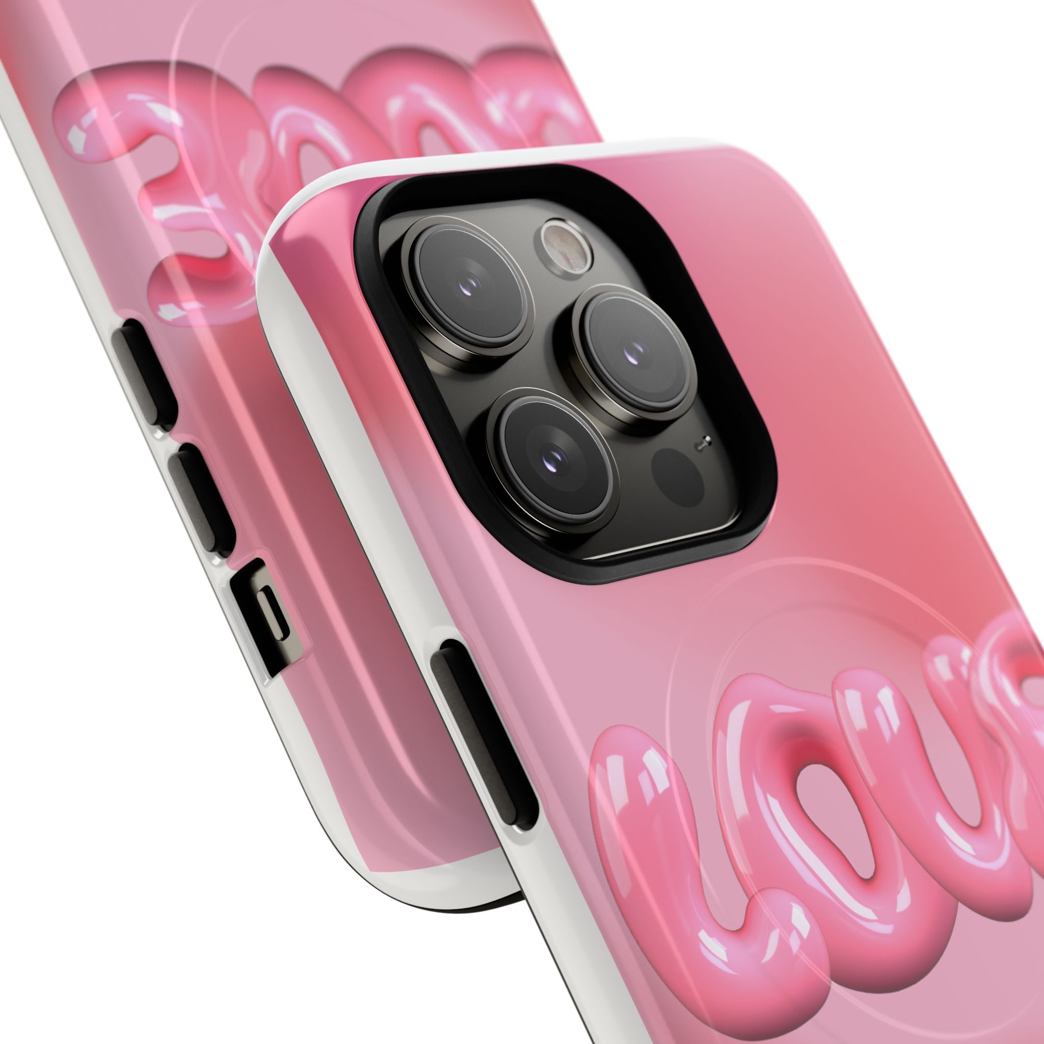 Phone Case — Pink "LOVE" 3D Bubble Tough Magnetic Protective Case
