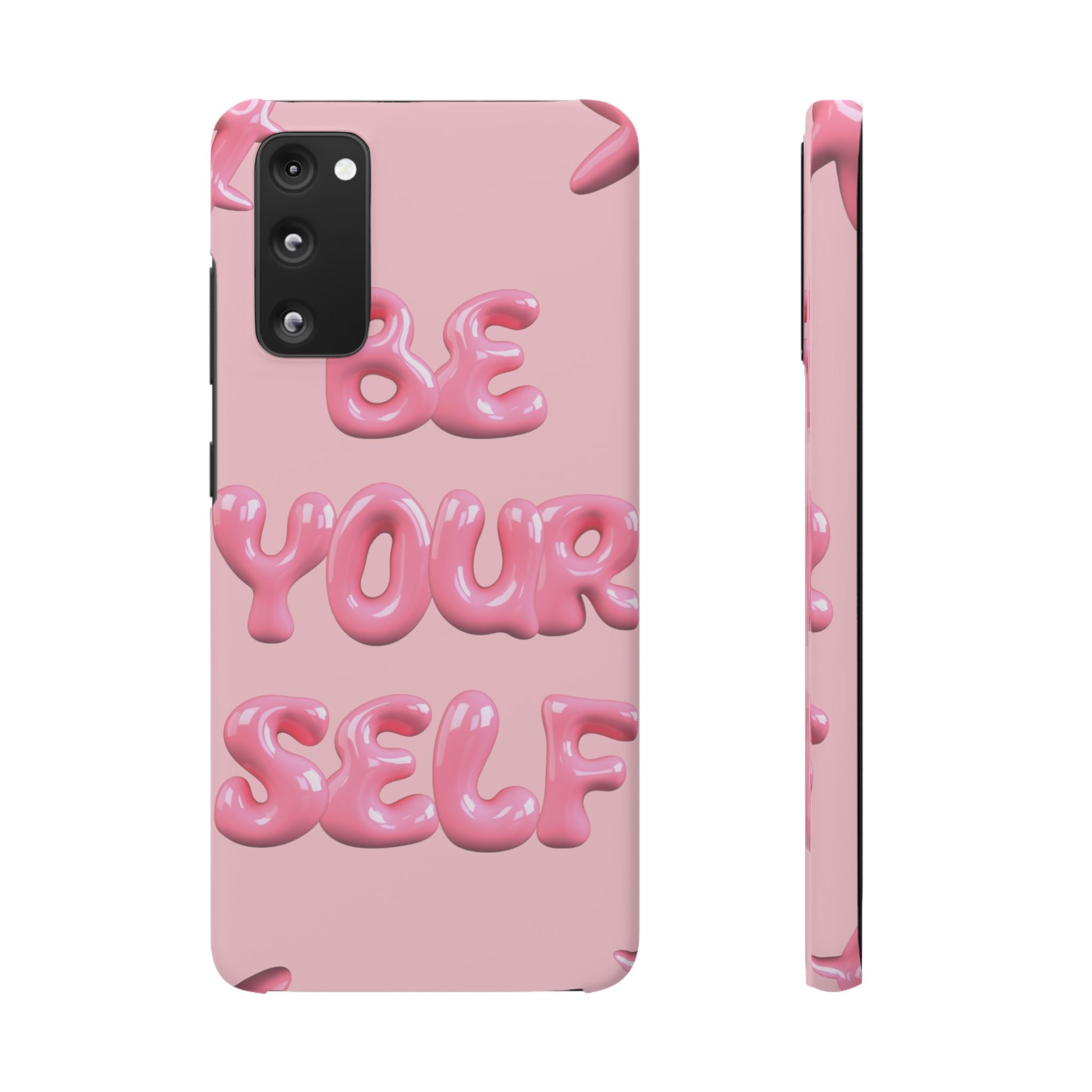 Phone Case — Pink "Be Yourself" Self-Love Protective Snap Case