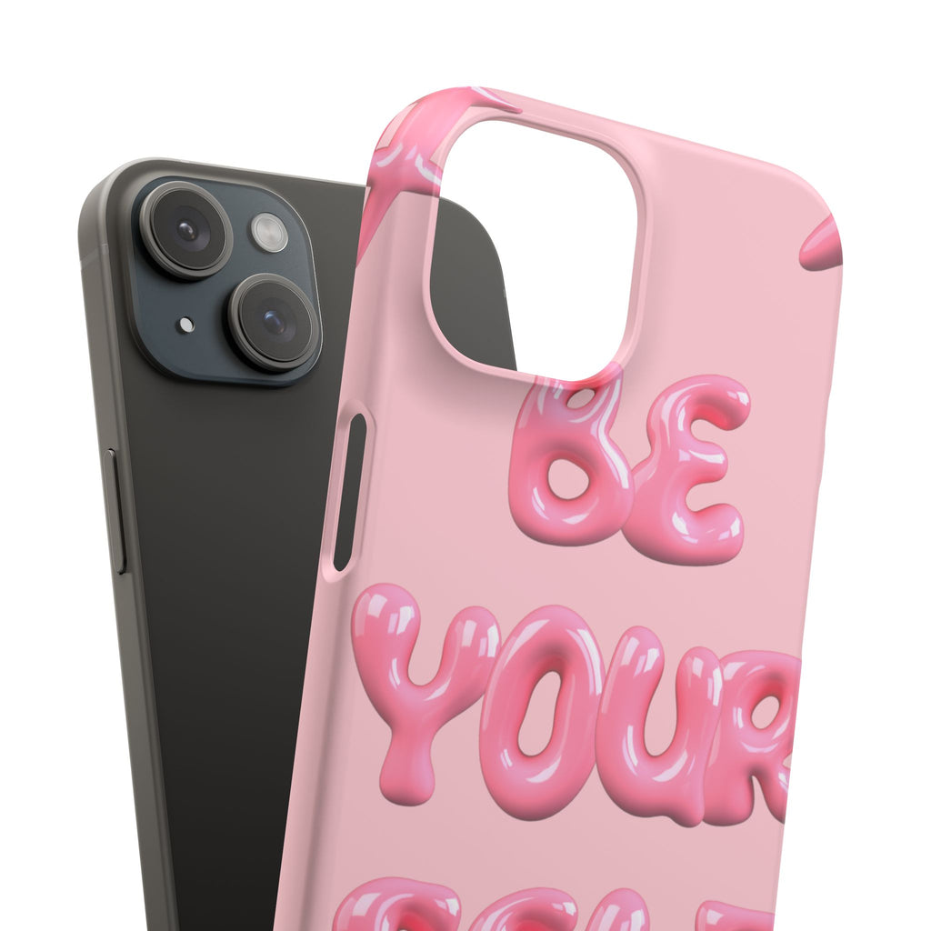 Phone Case - "Be Yourself" Pink Bubble Typography Snap Case