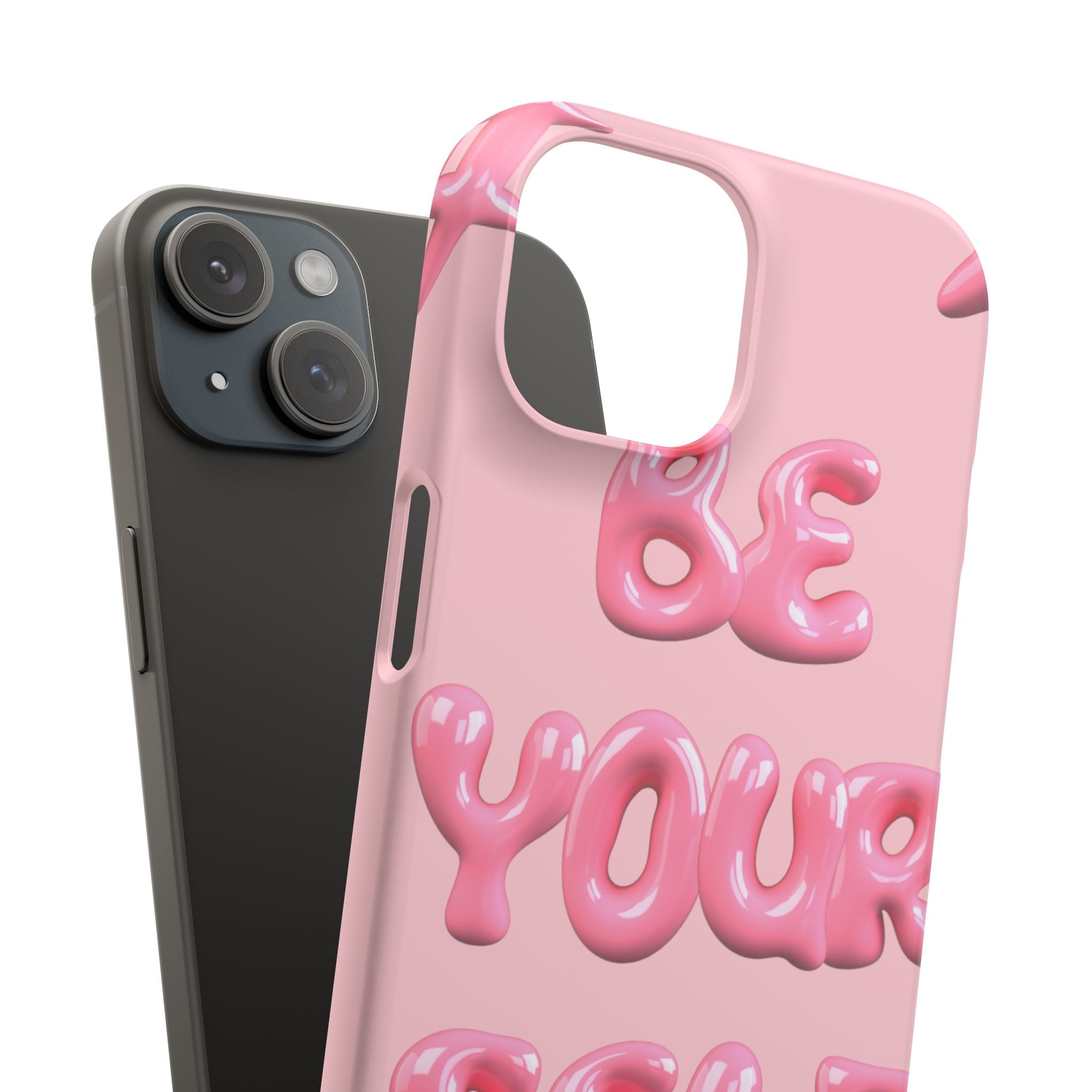 Phone Case - "Be Yourself" Pink Bubble Typography Snap Case