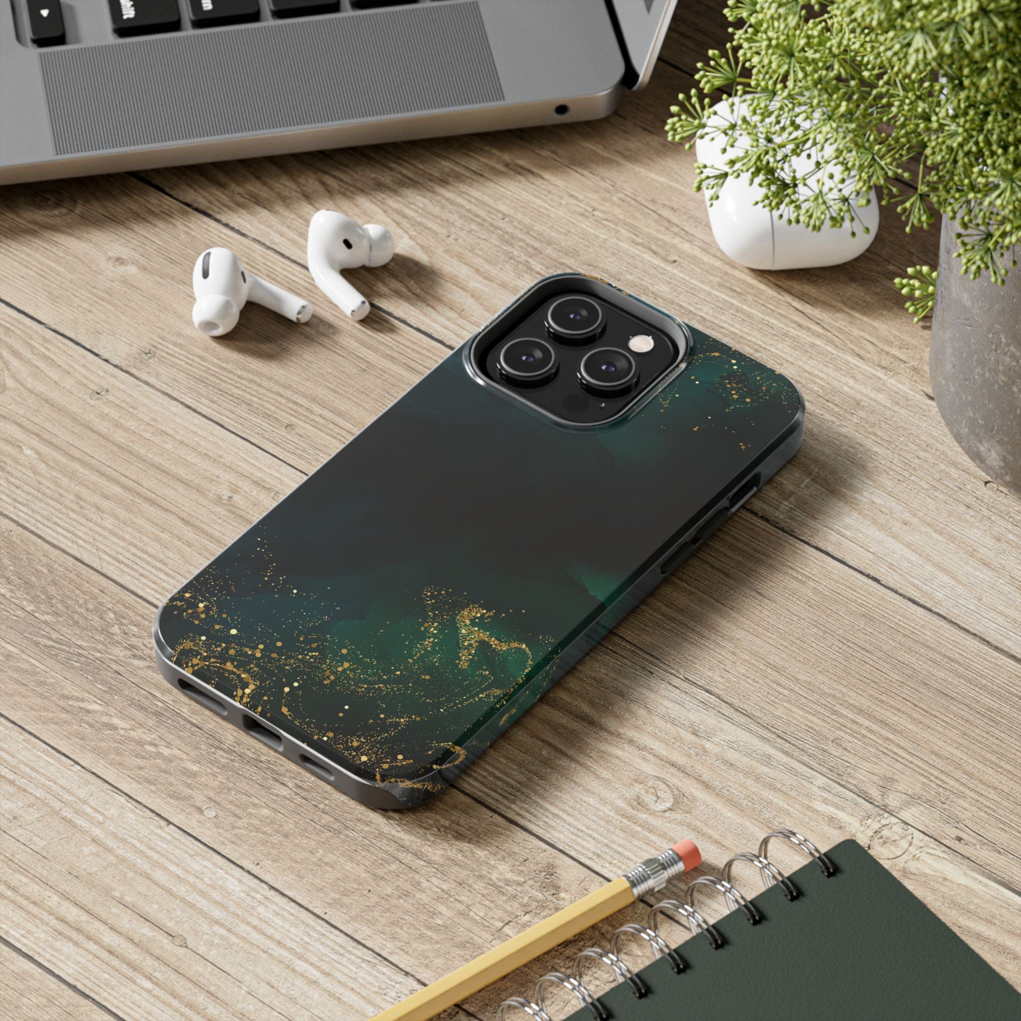Tough Phone Case — Emerald Marble with Gold Flecks