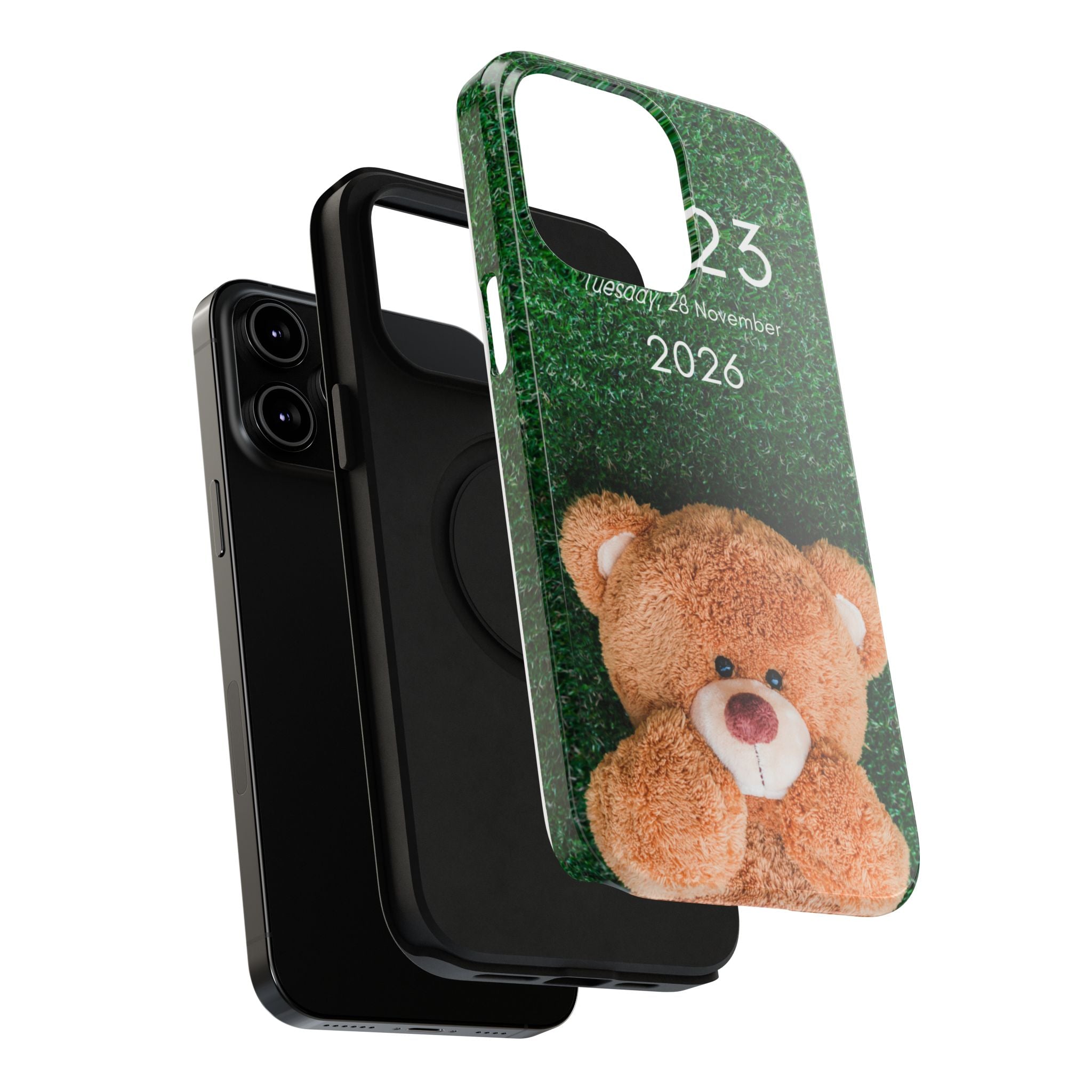 Teddy Bear Grass Phone Case — Cute Plush Toy Design Impact-Resistant Case