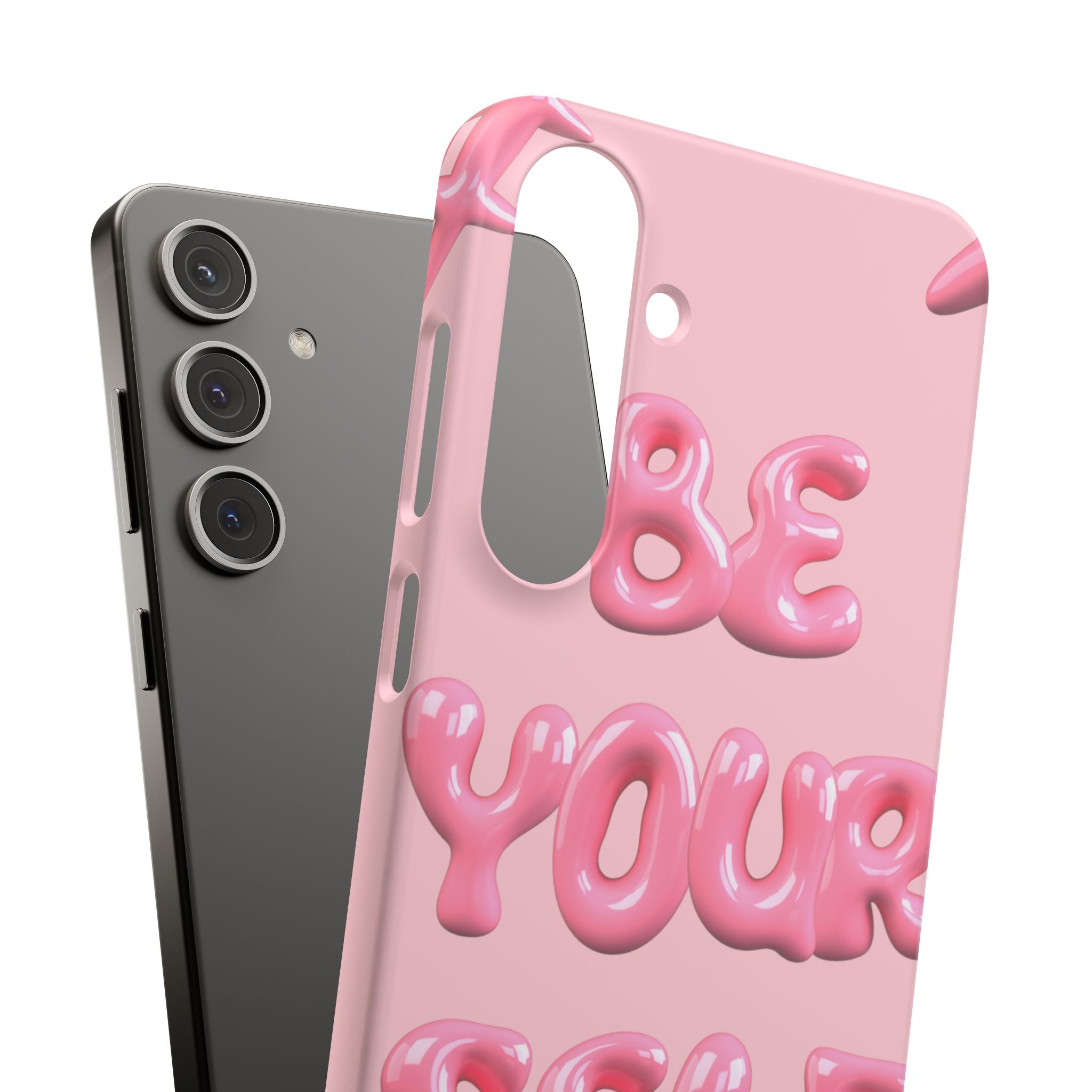 Phone Case — Pink "Be Yourself" Self-Love Protective Snap Case