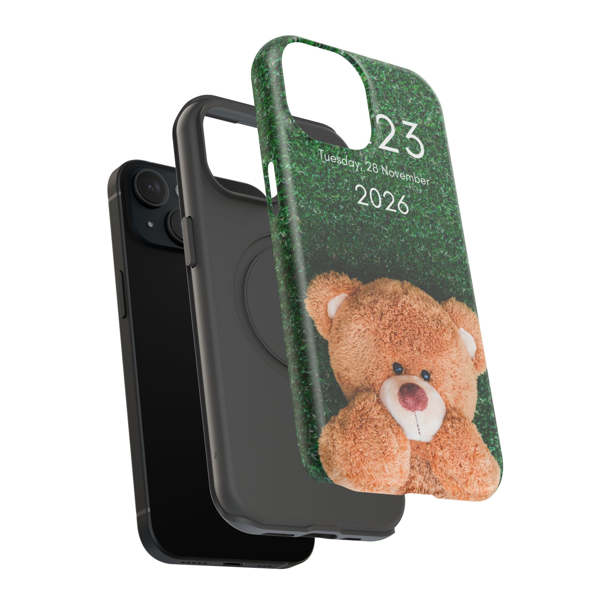 Teddy Bear Grass Phone Case — Cute Plush Toy Design Impact-Resistant Case
