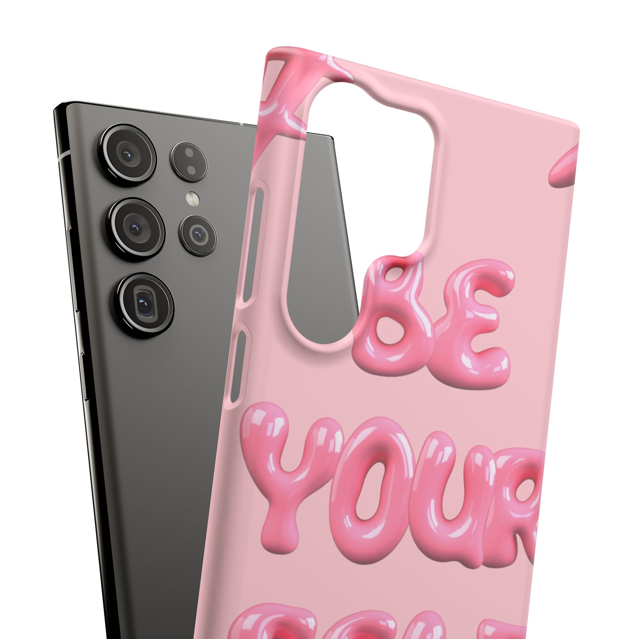Phone Case - "Be Yourself" Pink Bubble Typography Snap Case
