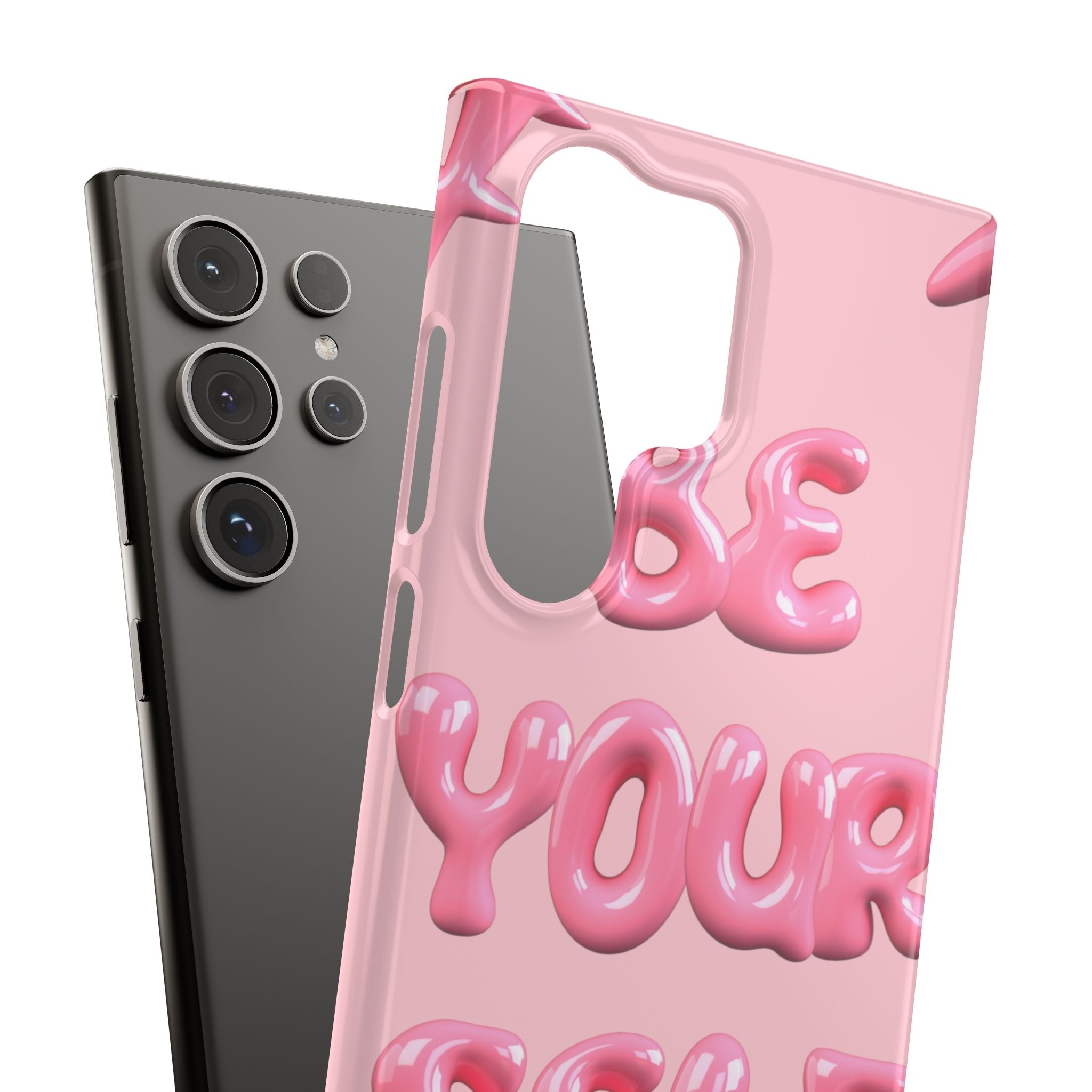 Phone Case — Pink "Be Yourself" Self-Love Protective Snap Case