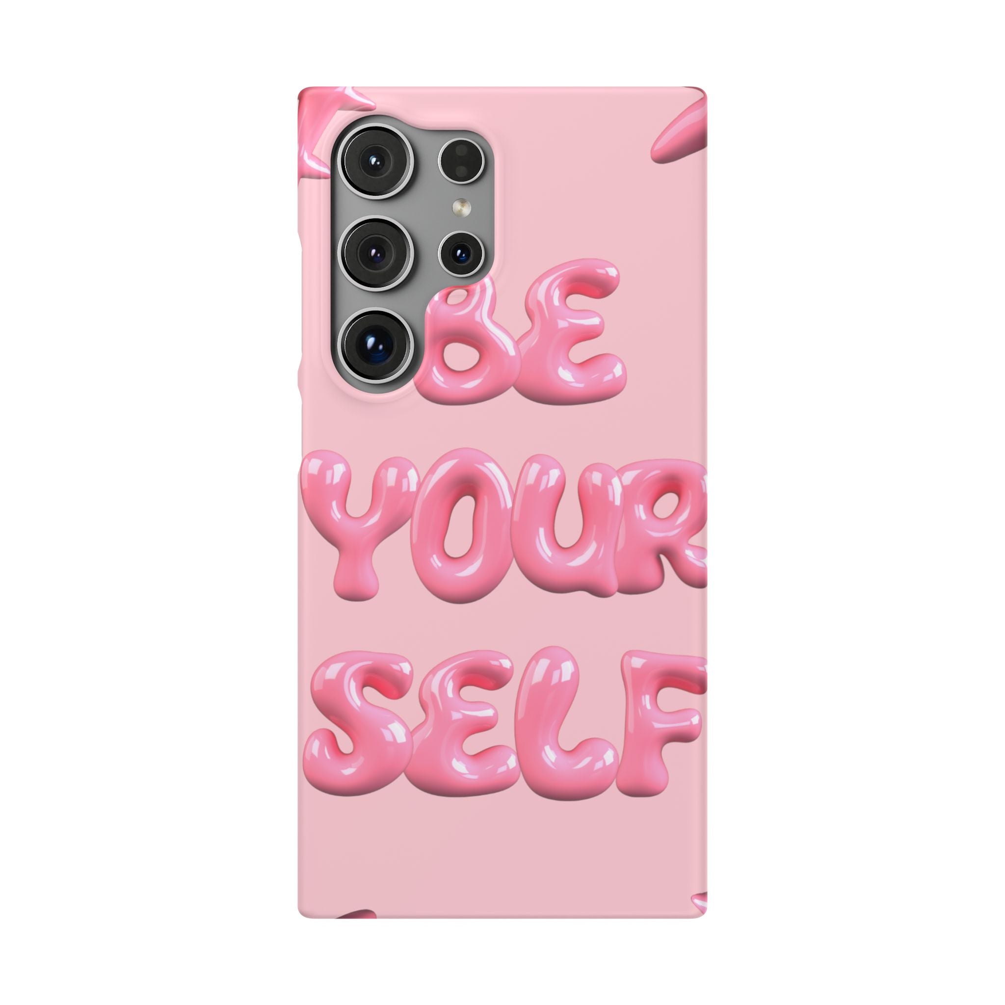 Phone Case - "Be Yourself" Pink Bubble Typography Snap Case