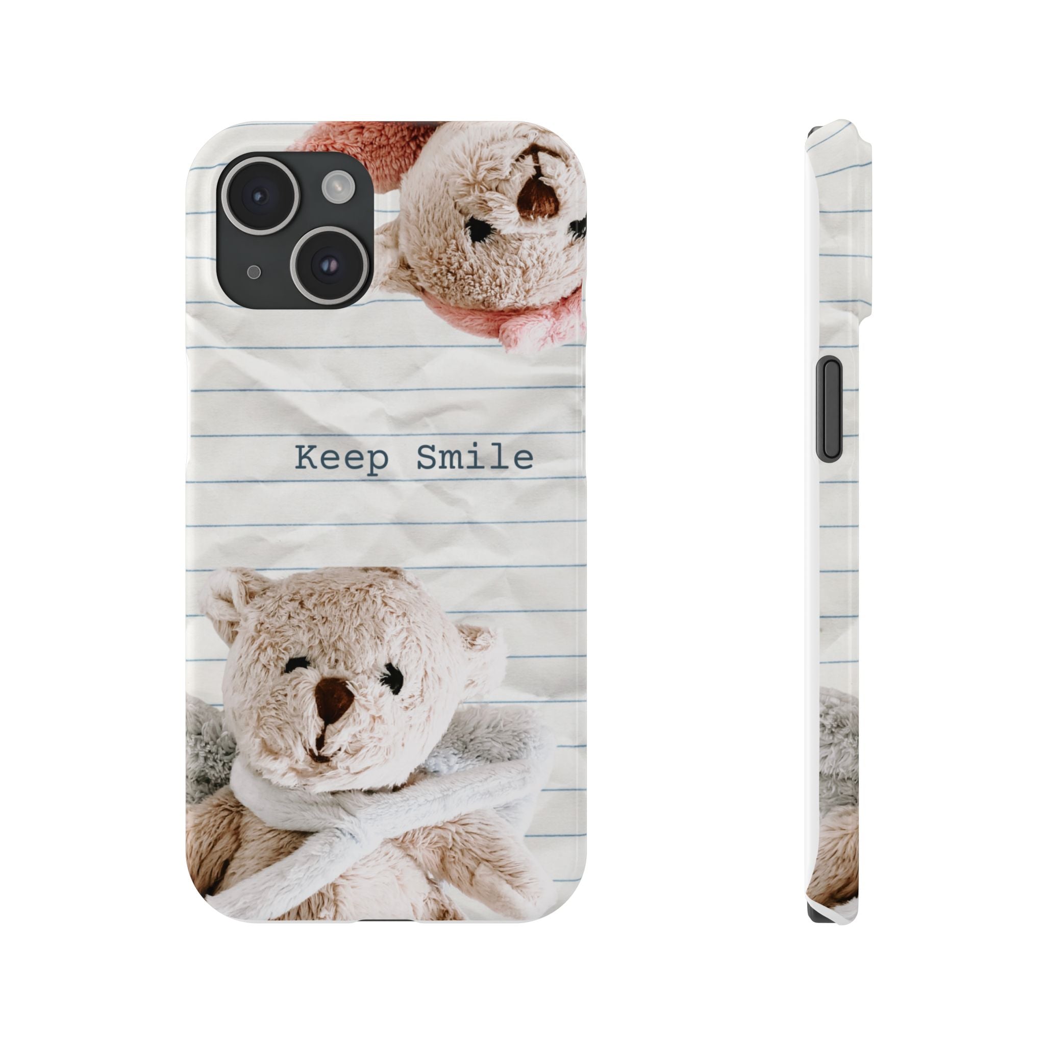 Slim Phone Case — ‘Keep Smile’ Teddy Bear Cute Protective Cover
