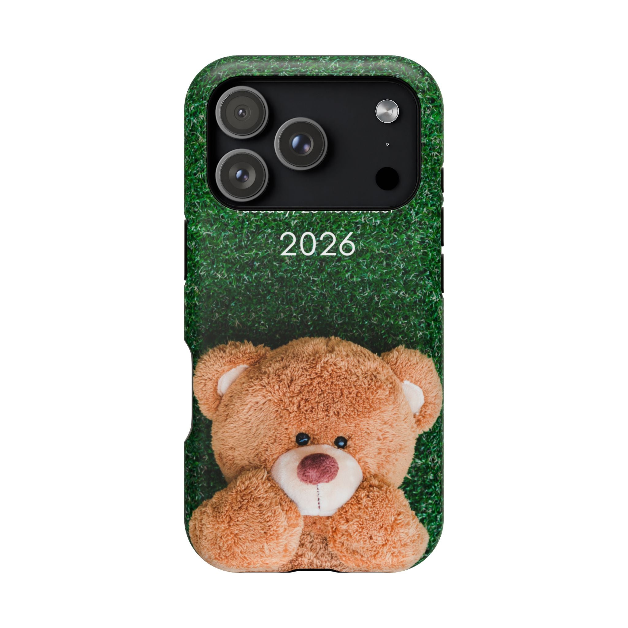 Teddy Bear Grass Phone Case — Cute Plush Toy Design Impact-Resistant Case